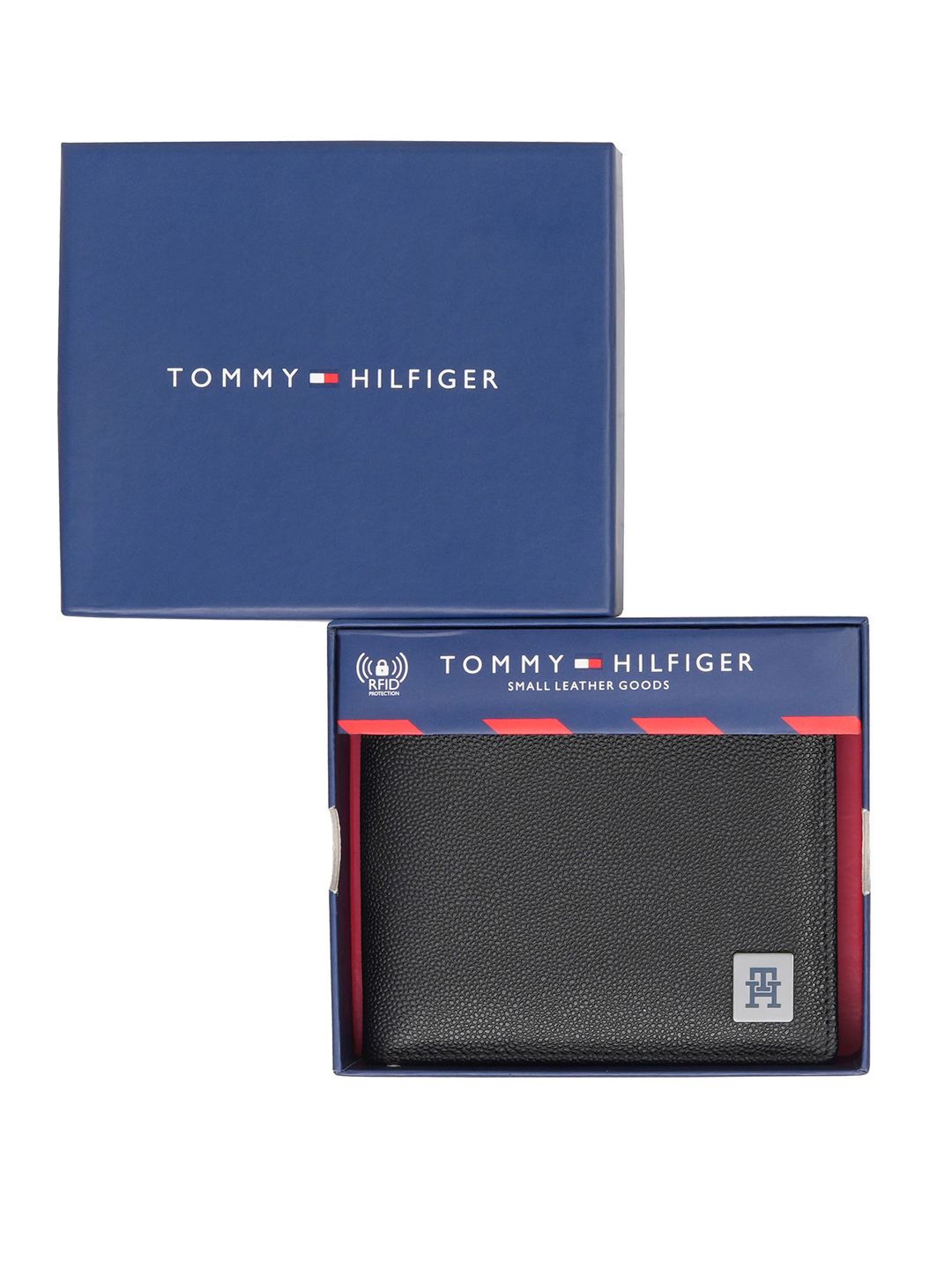 

Tommy Hilfiger Men RFID Protection Textured Leather Two Fold Wallet, Black