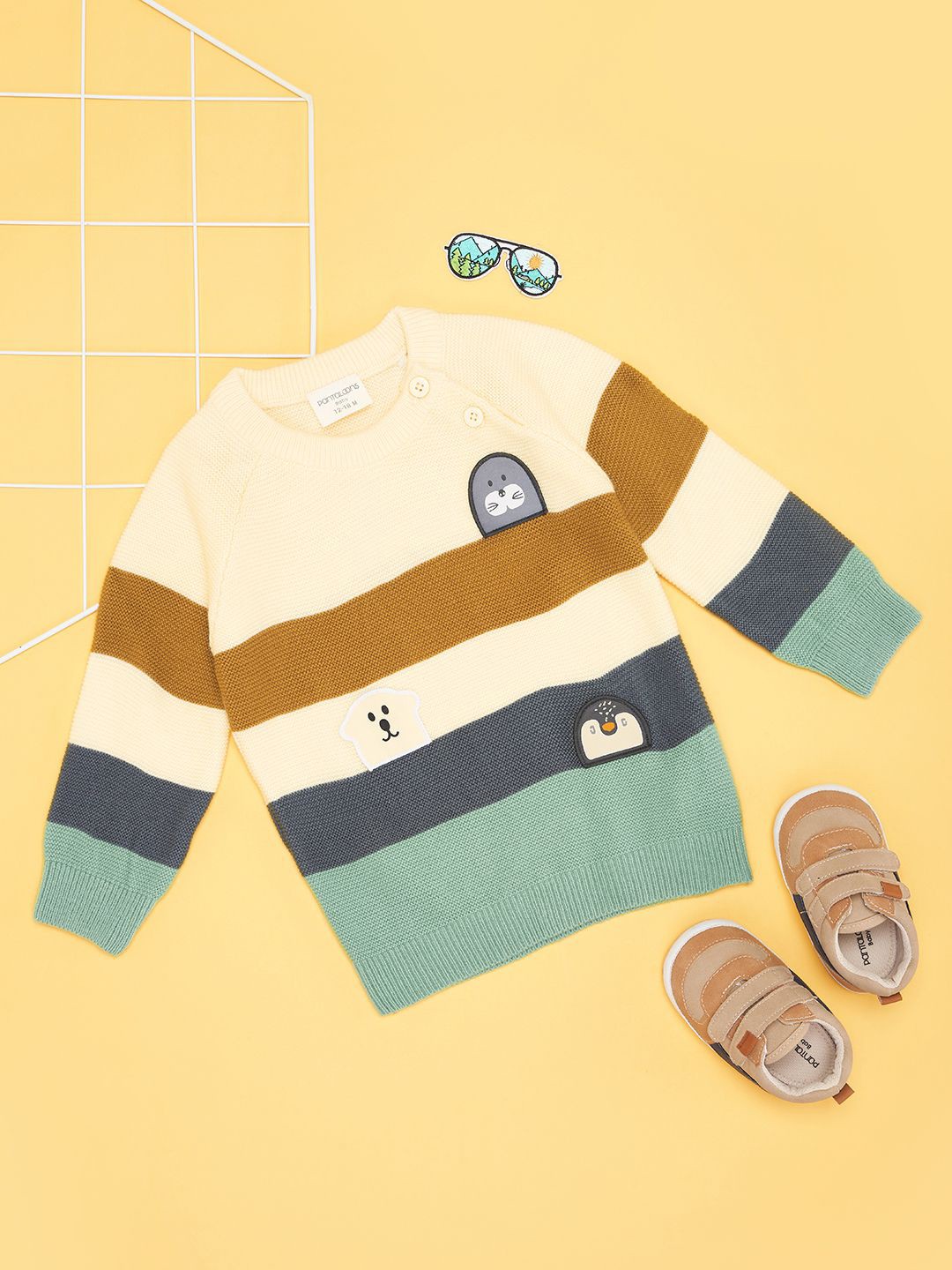 

Pantaloons Baby Boys Striped Pullover, Off white
