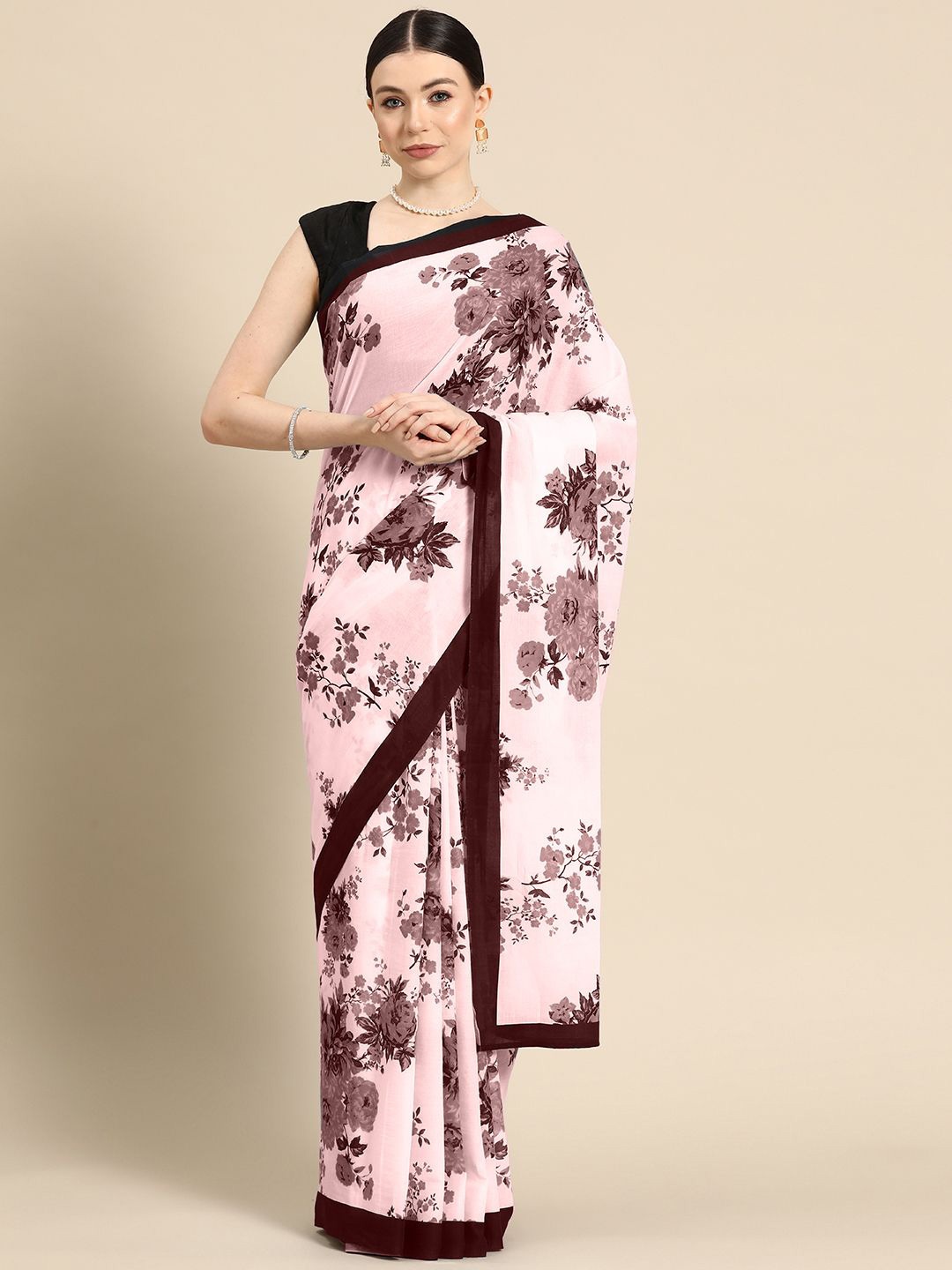 

BUTA BUTI Floral Pure Cotton Saree, Mauve