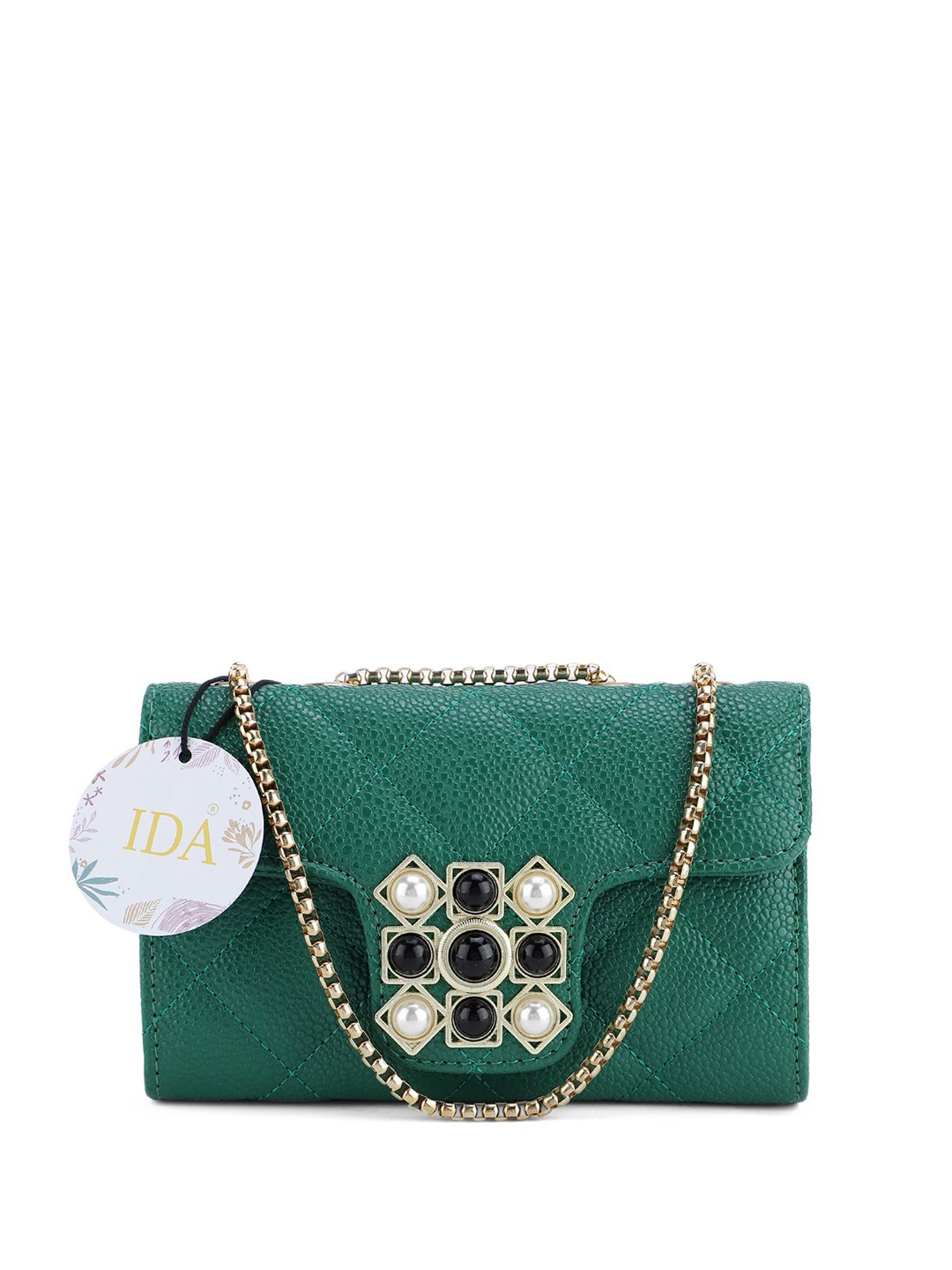 

IDA Women Textured PU Swagger Sling Bag, Green