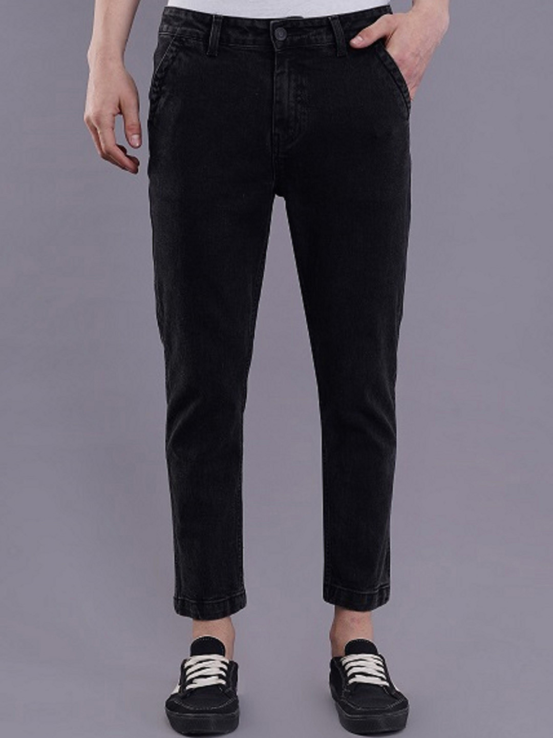 

MEGHZ Men Comfort Relaxed Fit High-Rise Stretchable Jeans, Black
