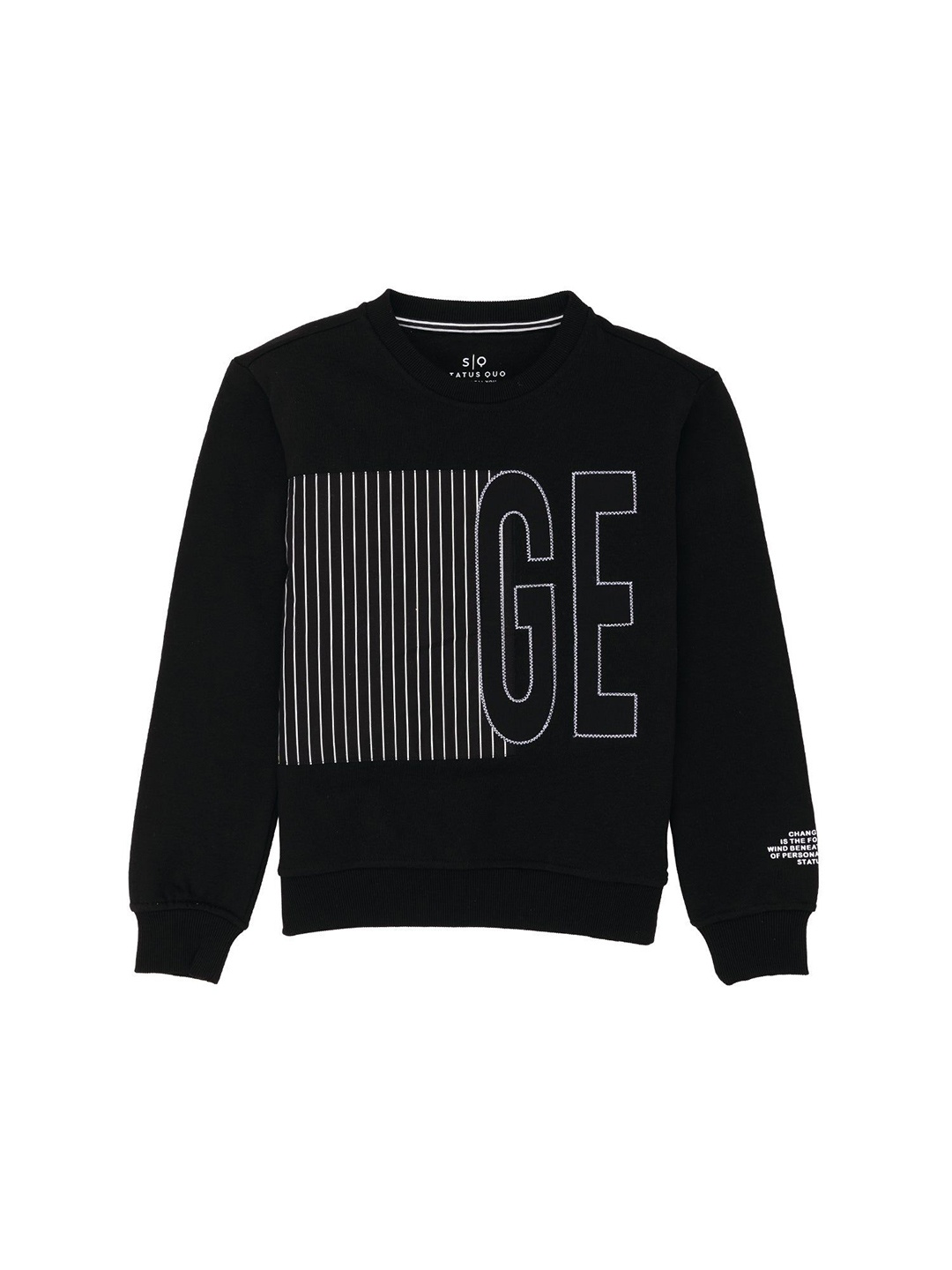 

Status Quo Boys Typography Printed Round Neck Cotton Pullover Sweatshirt, Black