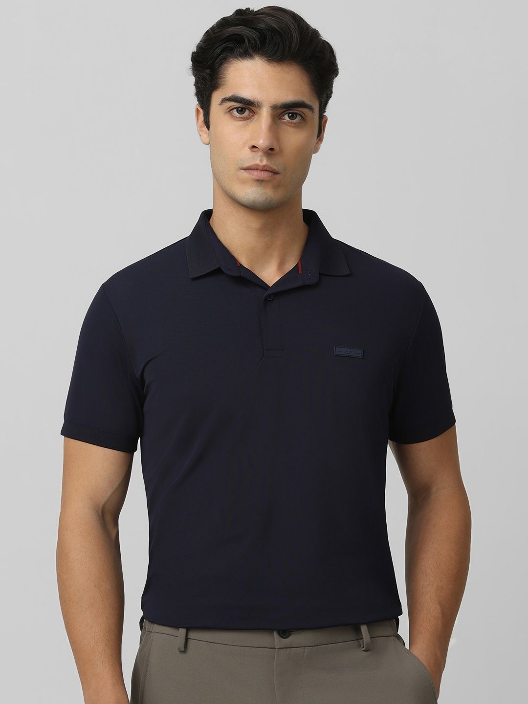 

Mufti Men Solid Polo Collar Nylon Slim Fit T-shirt, Navy blue