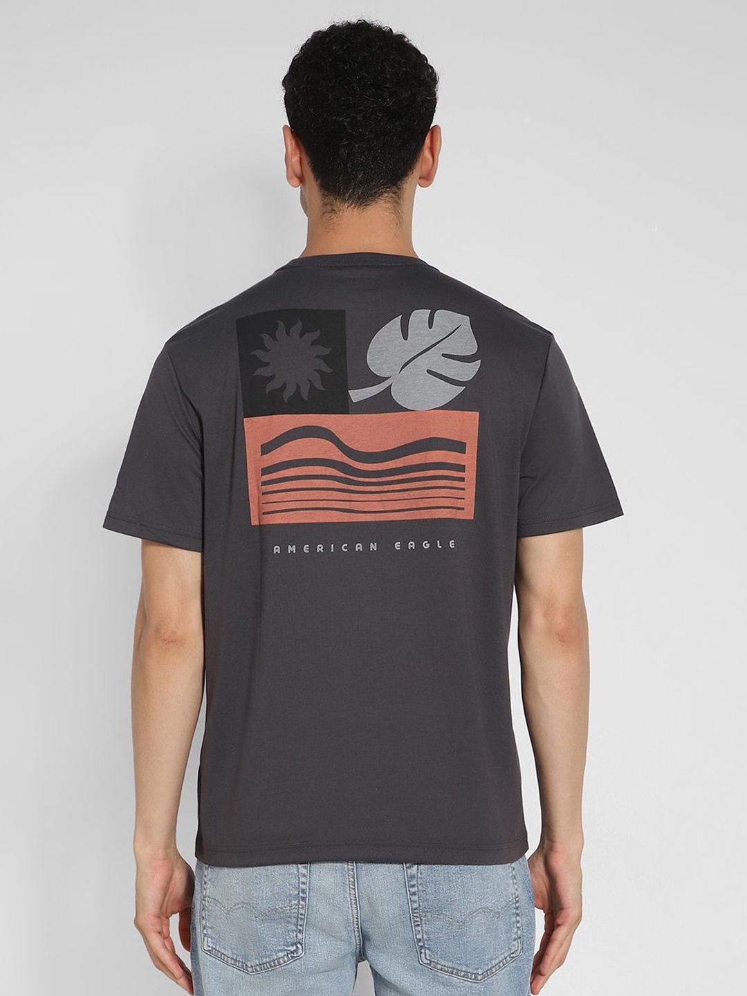 

AMERICAN EAGLE OUTFITTERS Men Graphic Printed Round Neck T-shirt, Grey