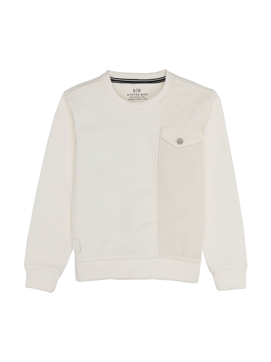 

Status Quo Boys Solid Round Neck Cotton Pullover Sweatshirt, Off white