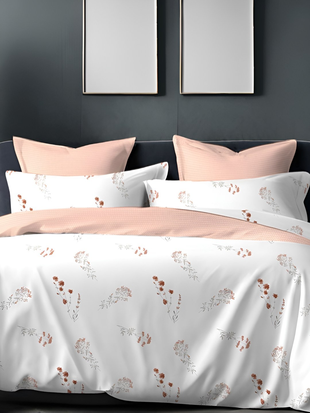 

Sleeping Owls- because your sleep matters White & Peach-Coloured Floral 144 TC Queen Bedsheet with 2 Pillow