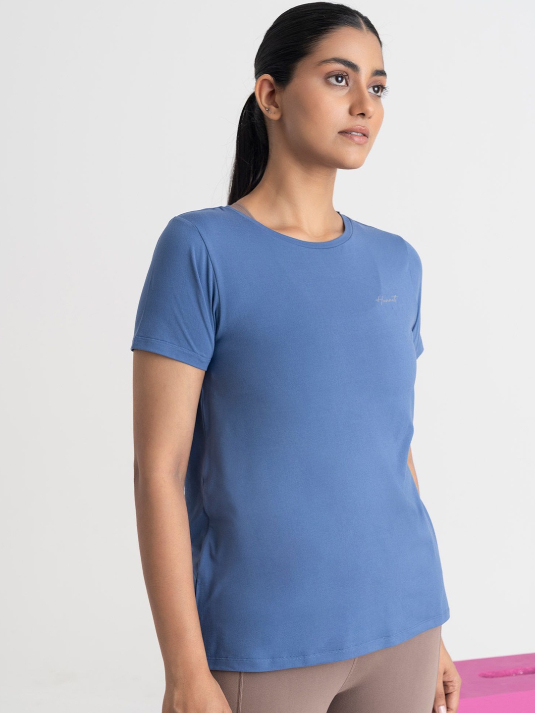 

HUNNIT Back Mesh Panel Active Wear Top, Blue