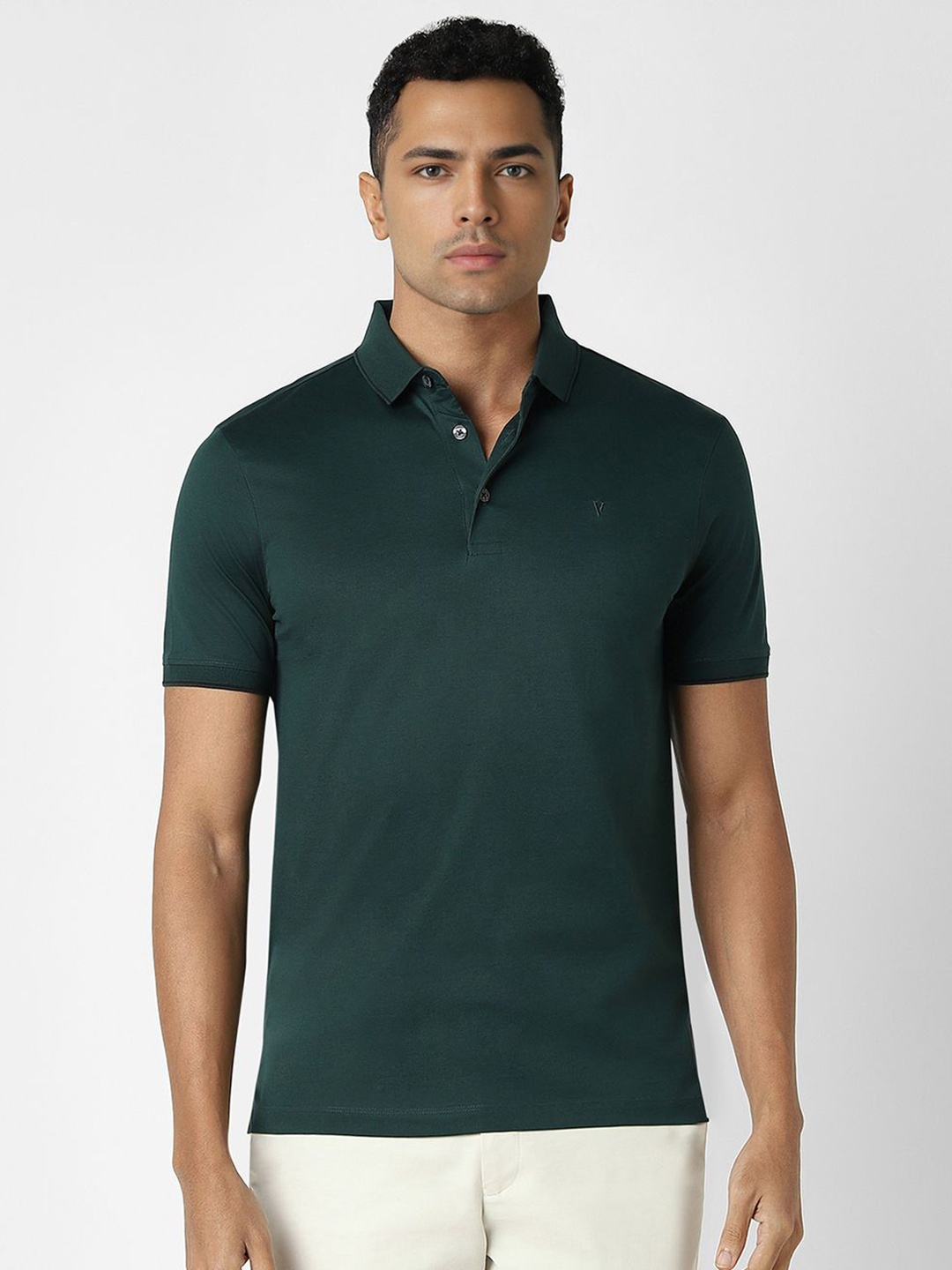 

Van Heusen Men Solid Polo Collar Cotton T-shirt, Green