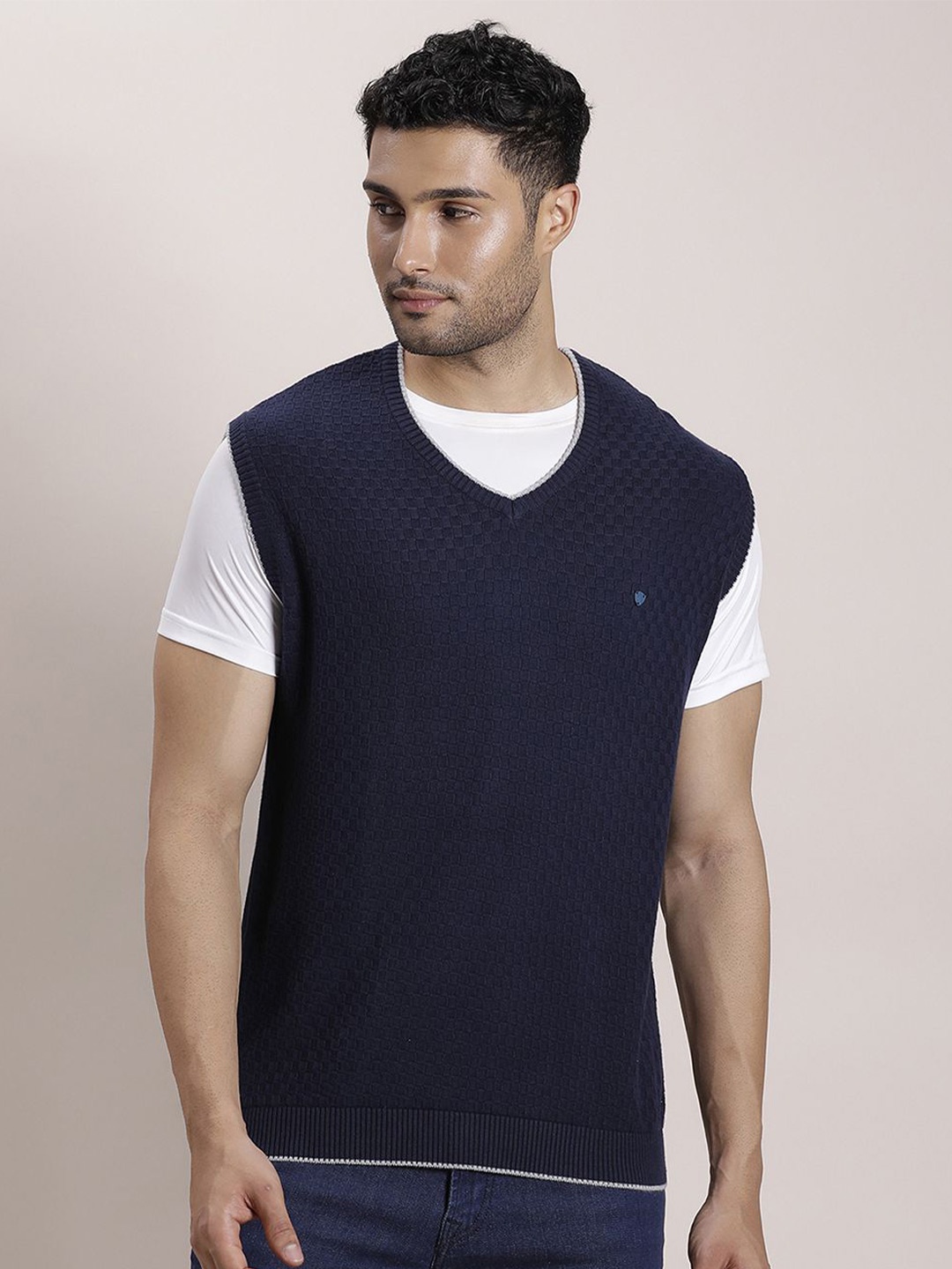 

Turtle Men Cable Knit Sweater Vest, Navy blue