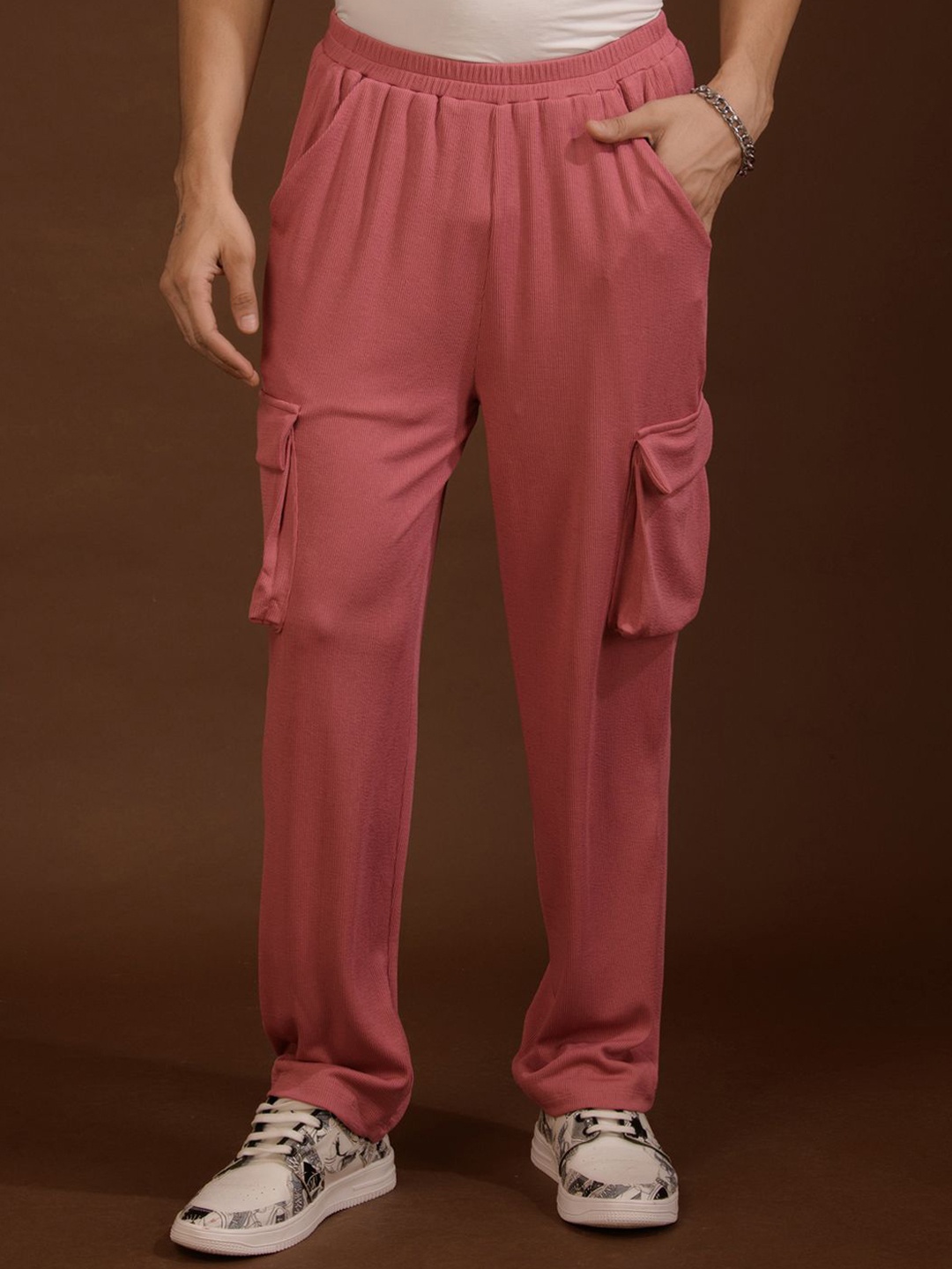 

BAESD Men Smart Cargos Trousers, Pink