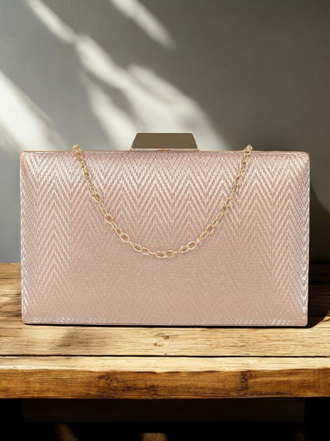 

CRUSSET Textured Box Clutch, Beige