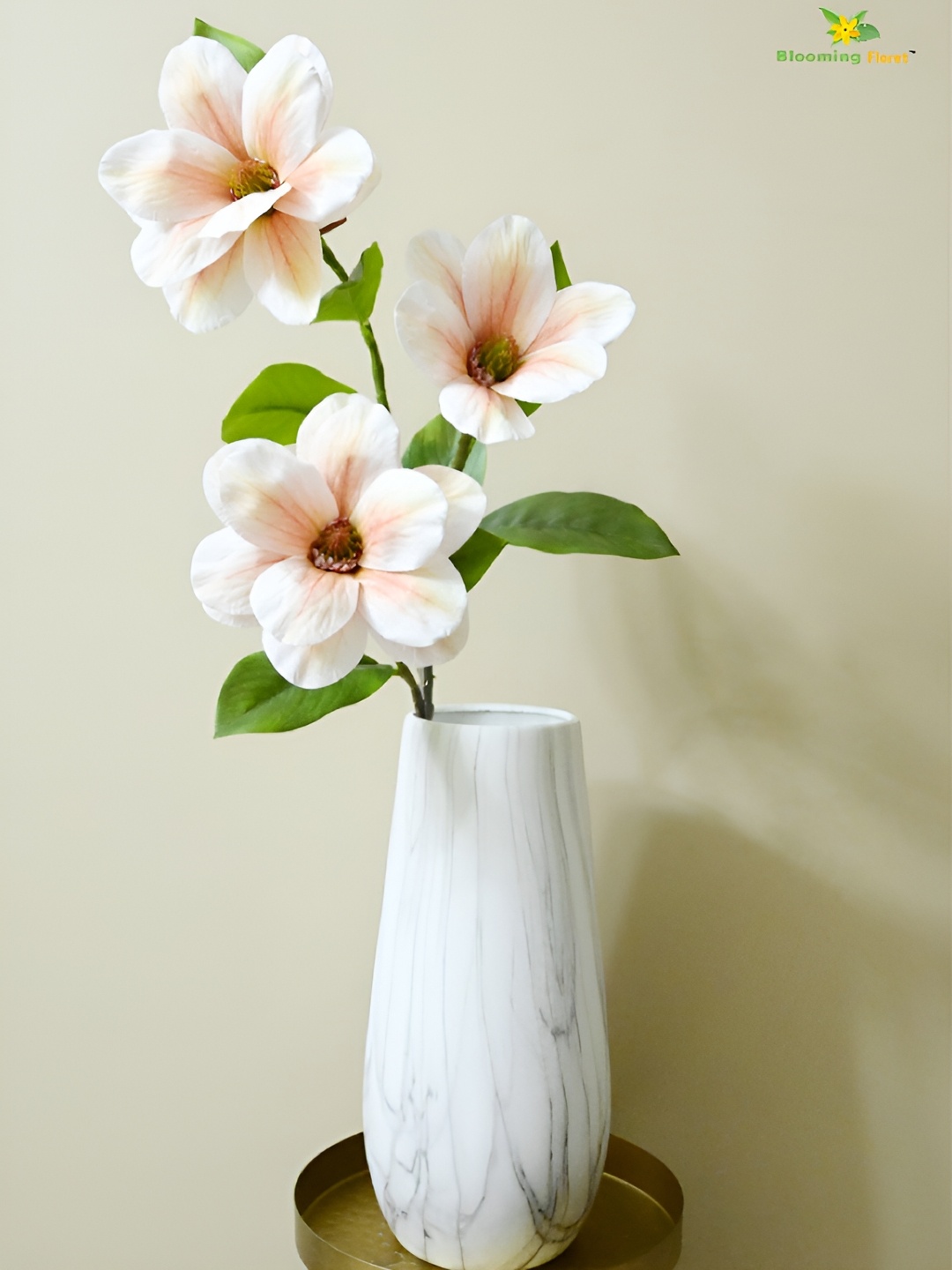 

Blooming Floret Peach-Coloured & Green Magnolia Artificial Flower