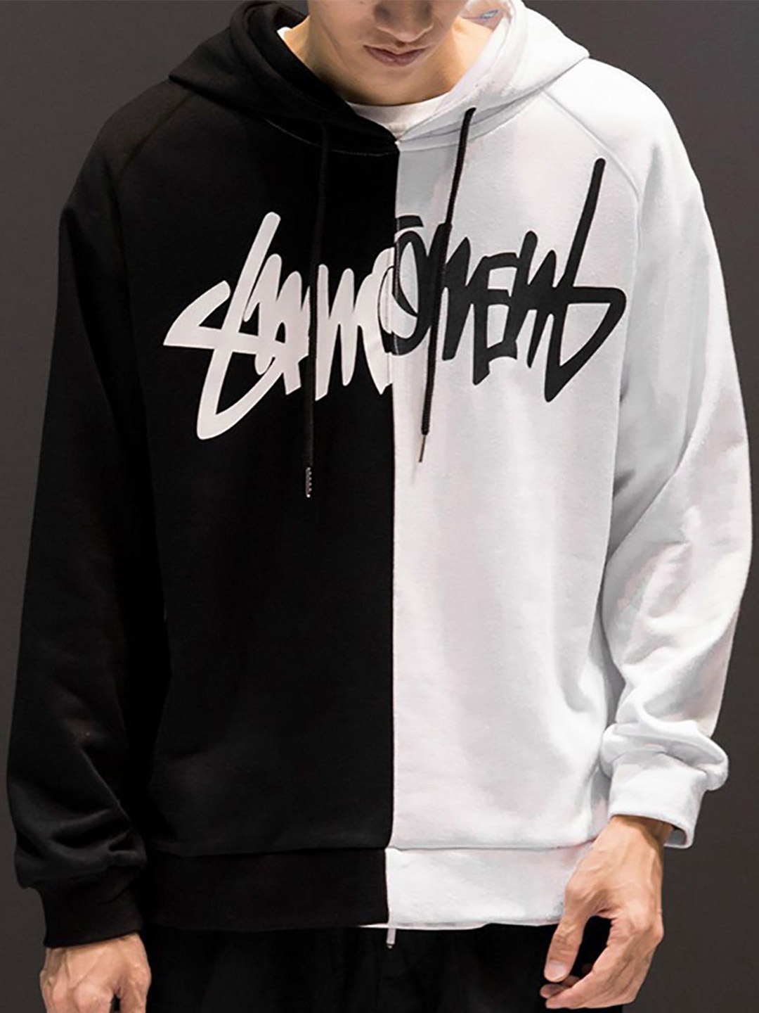 

StyleCast x Revolte Men Typography Printed Hood Pullover Sweatshirt, Black