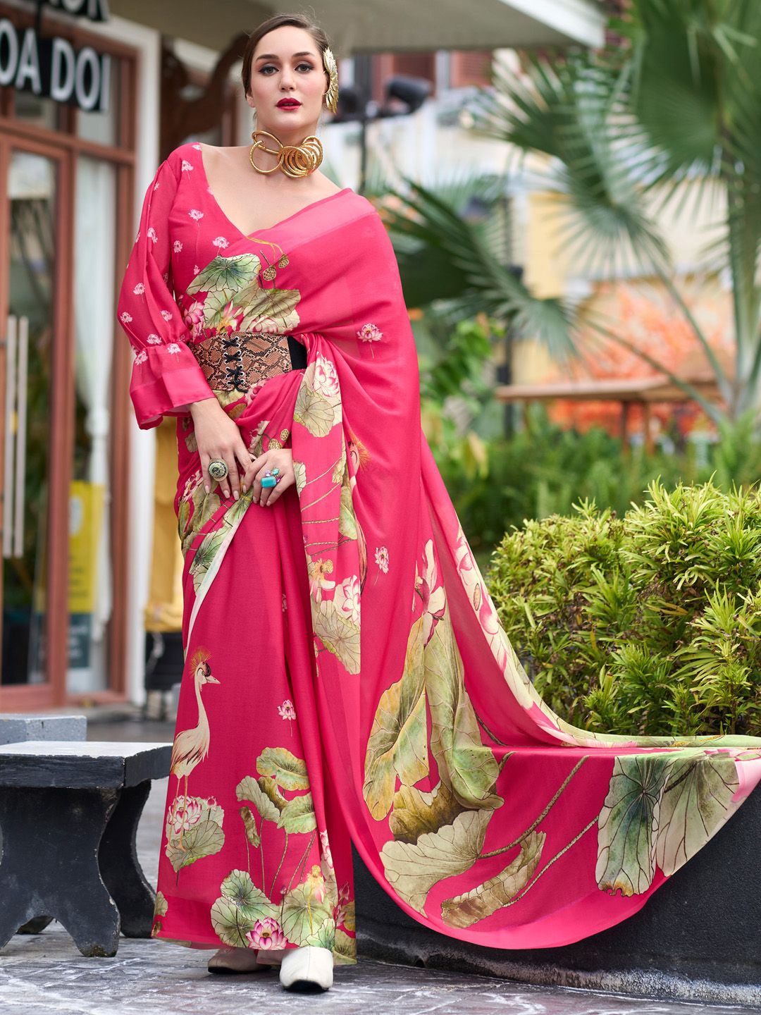 

Anouk Ethnic Motifs Printed Saree, Pink