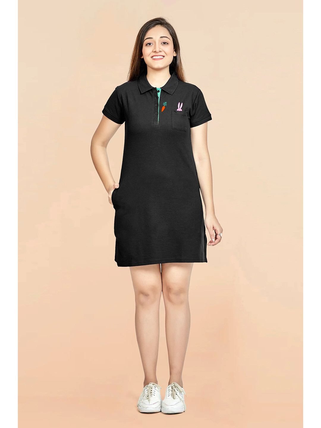 

Avanday Women Cotton T-shirt Dress, Black