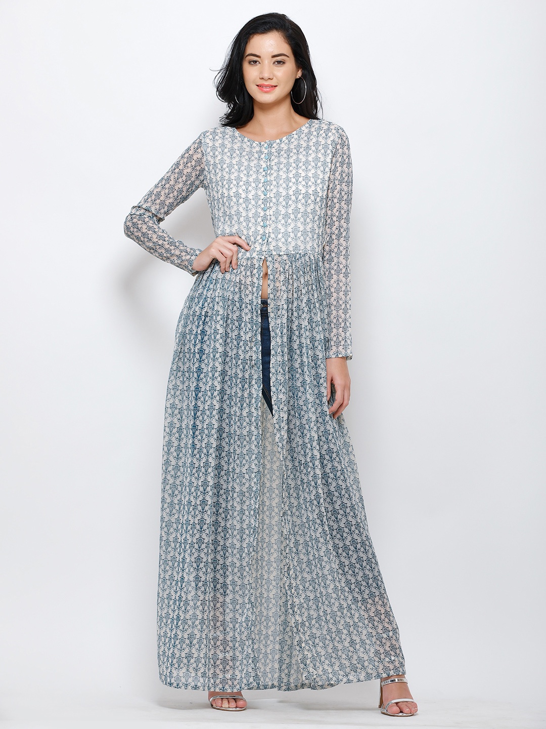 

BAESD Women Ethnic Motifs Printed A-Line Kurta, White