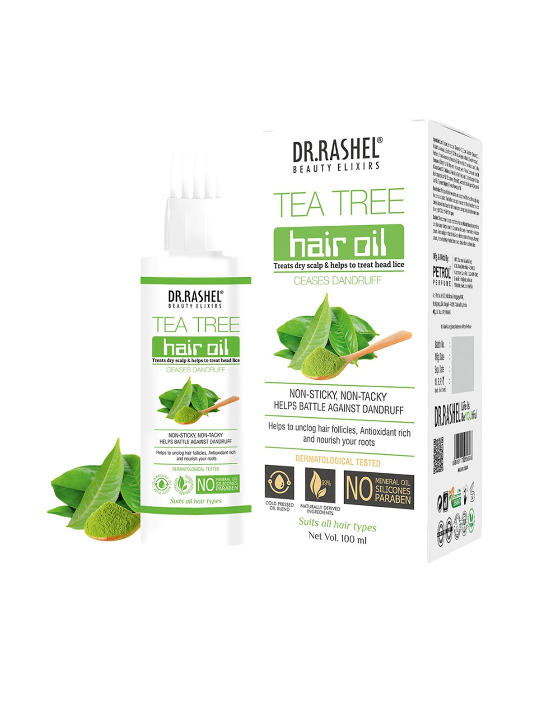 

DR.RASHEL Tea Tree Hair Oil For Smooth Hair -100ml, Transparent