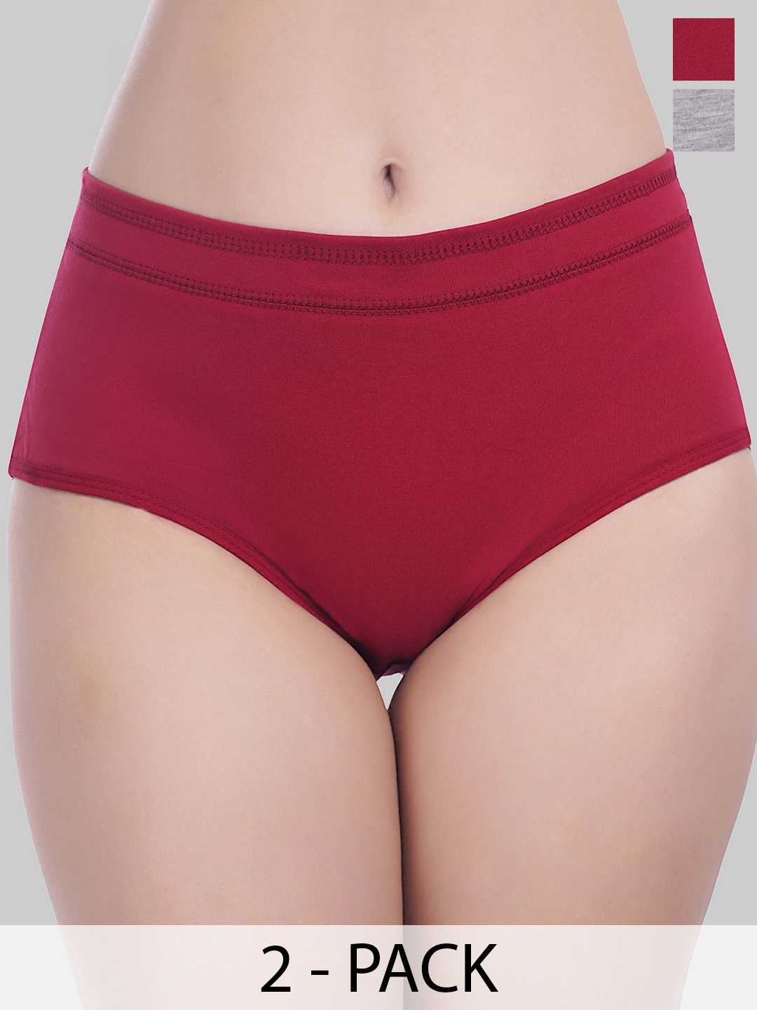 

YOU FOREVER Women Pack Of 2 High-Rise Hipster Briefs, Red