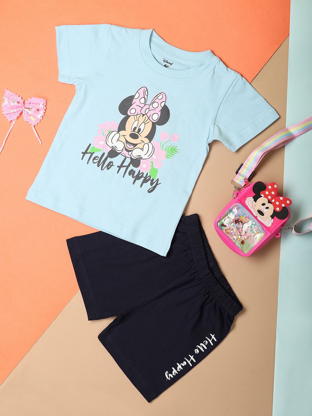 

V-Mart Girls Printed T-Shirt with Shorts, Blue