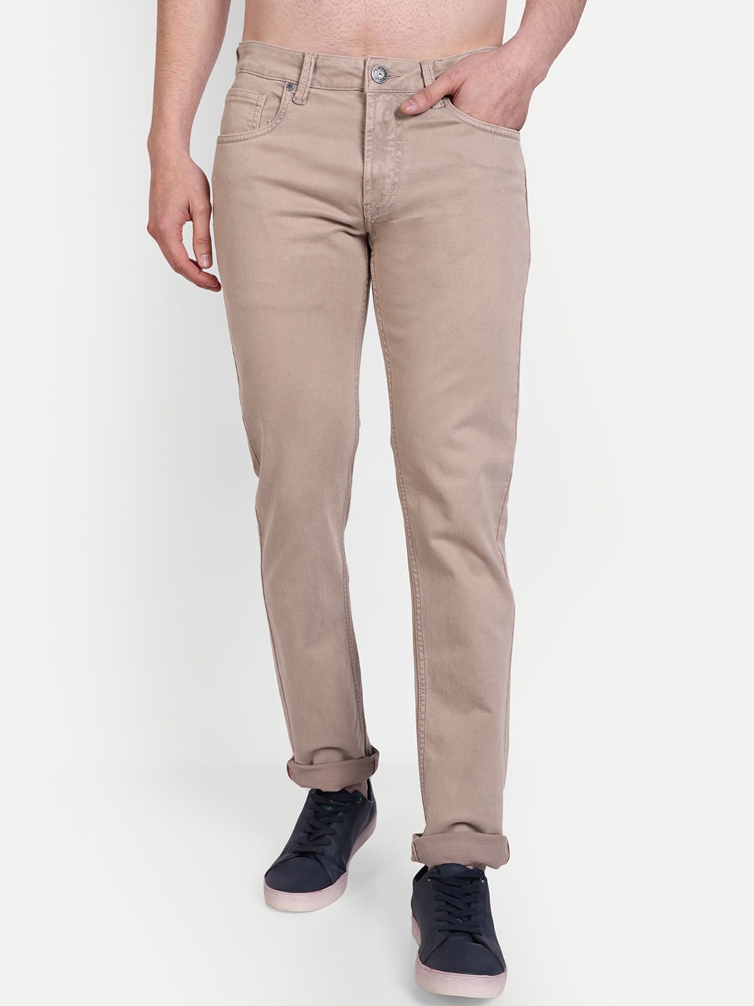

MEGHZ Men Micheal Slim Fit Stretchable Jeans, Beige