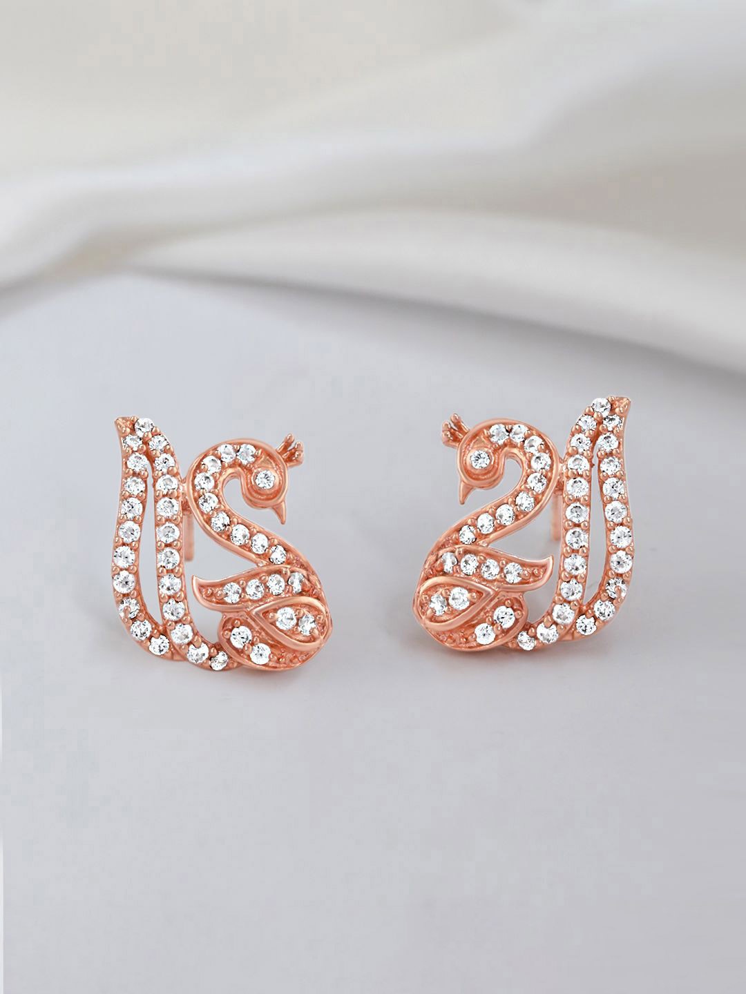 

Zavya 925 Sterling Silver Cubic Zirconia Studded Studs, Rose gold