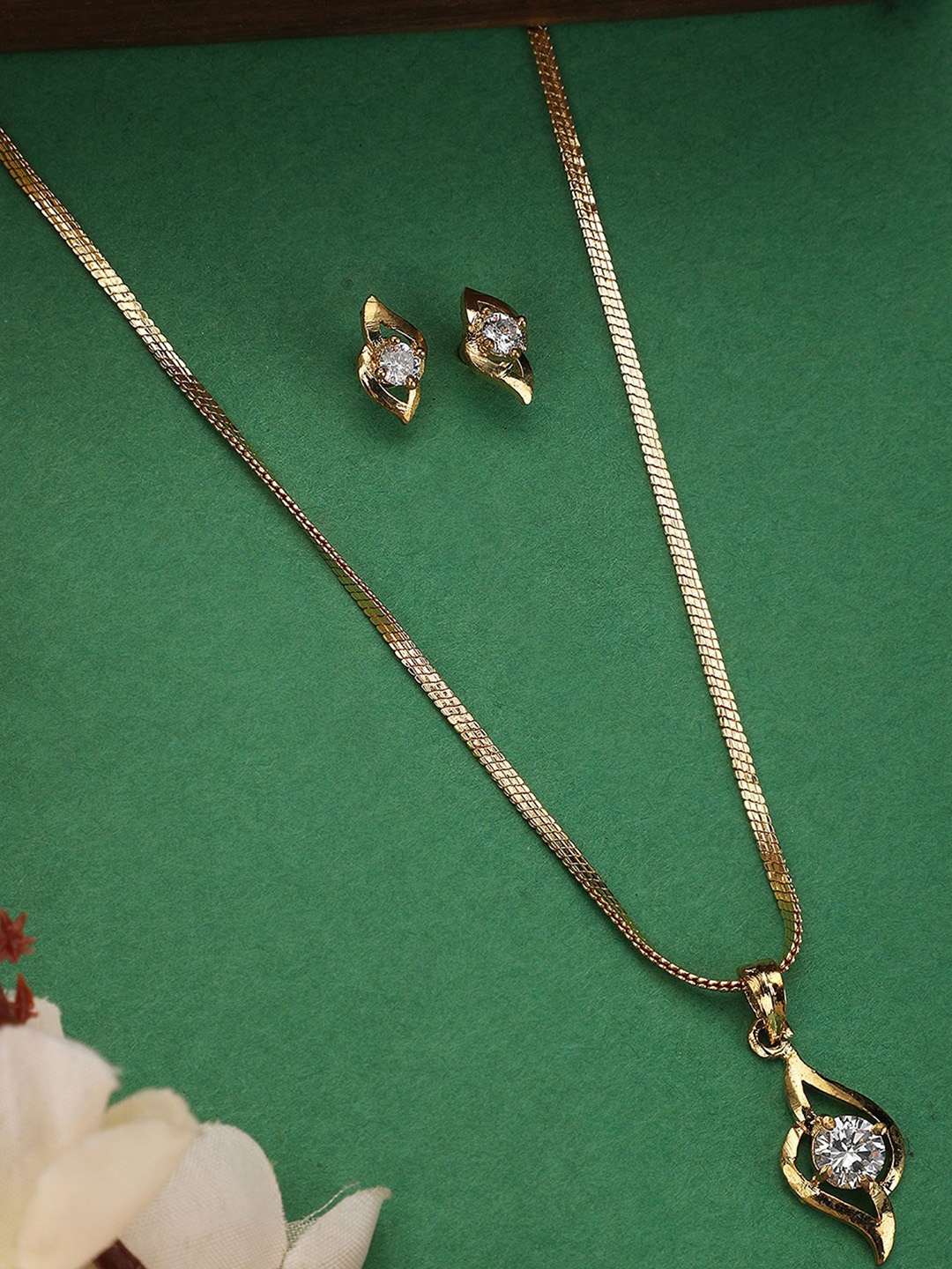 

ANIKAS CREATION Gold-Plated CZ Studded Jewellery Set