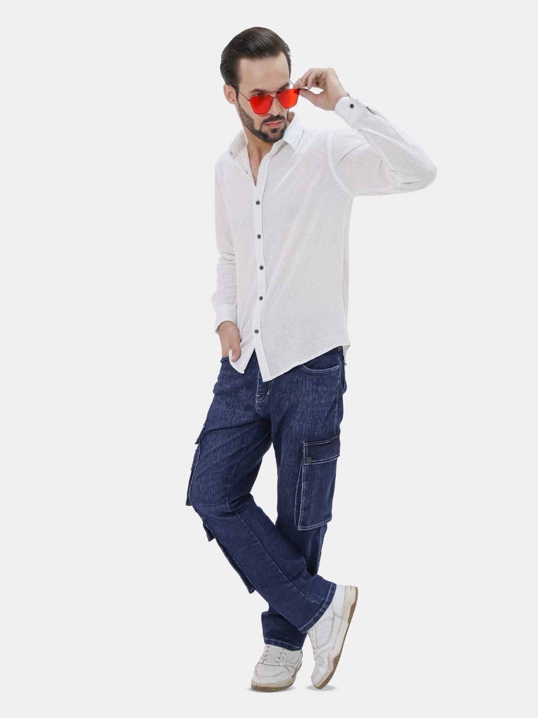 

BOTABOCHI Men Classic Spread Collar Solid Cotton Relaxed Fit Party Shirt, White