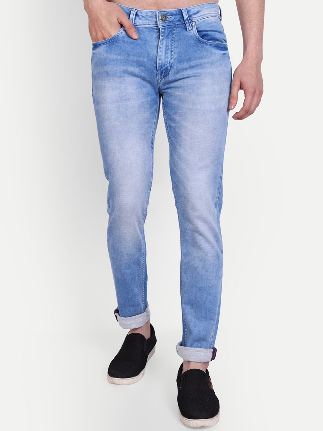 

MEGHZ Men Micheal Slim Fit Heavy Fade Stretchable Jeans, Blue