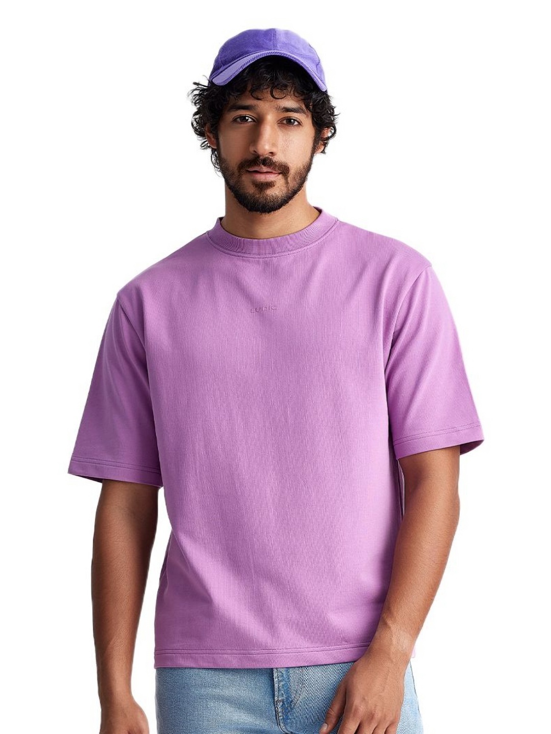 

Ludic Men Solid Round Neck Cotton T-shirt, Pink