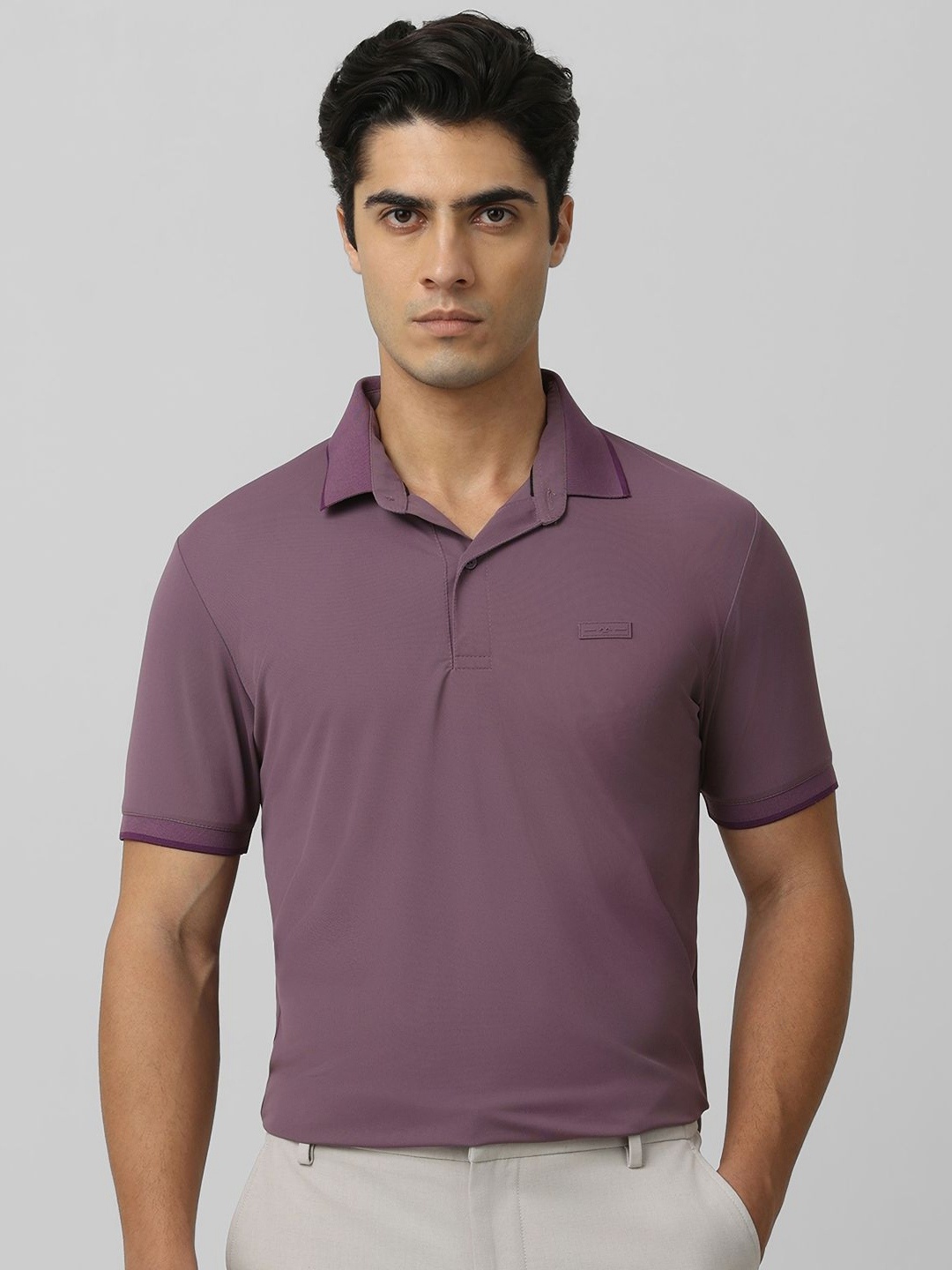 

Mufti Men Solid Polo Collar Nylon Slim Fit T-shirt, Purple