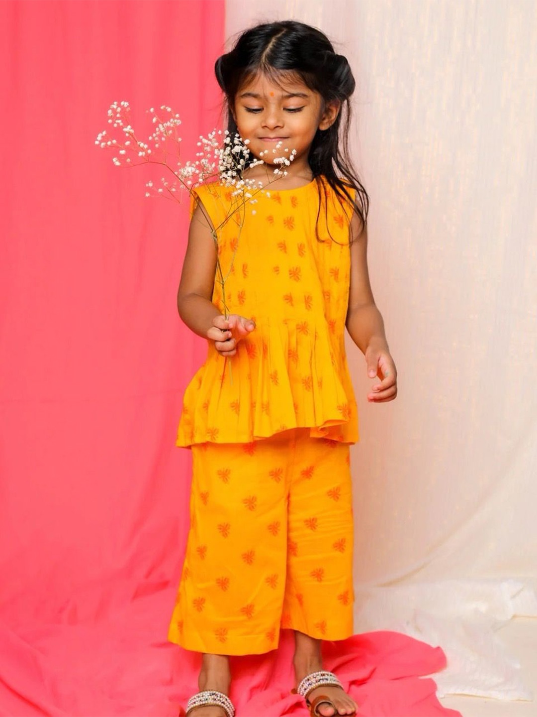 

Miko Lolo Girls Printed Organic Cotton Tunic with Palazzos, Orange