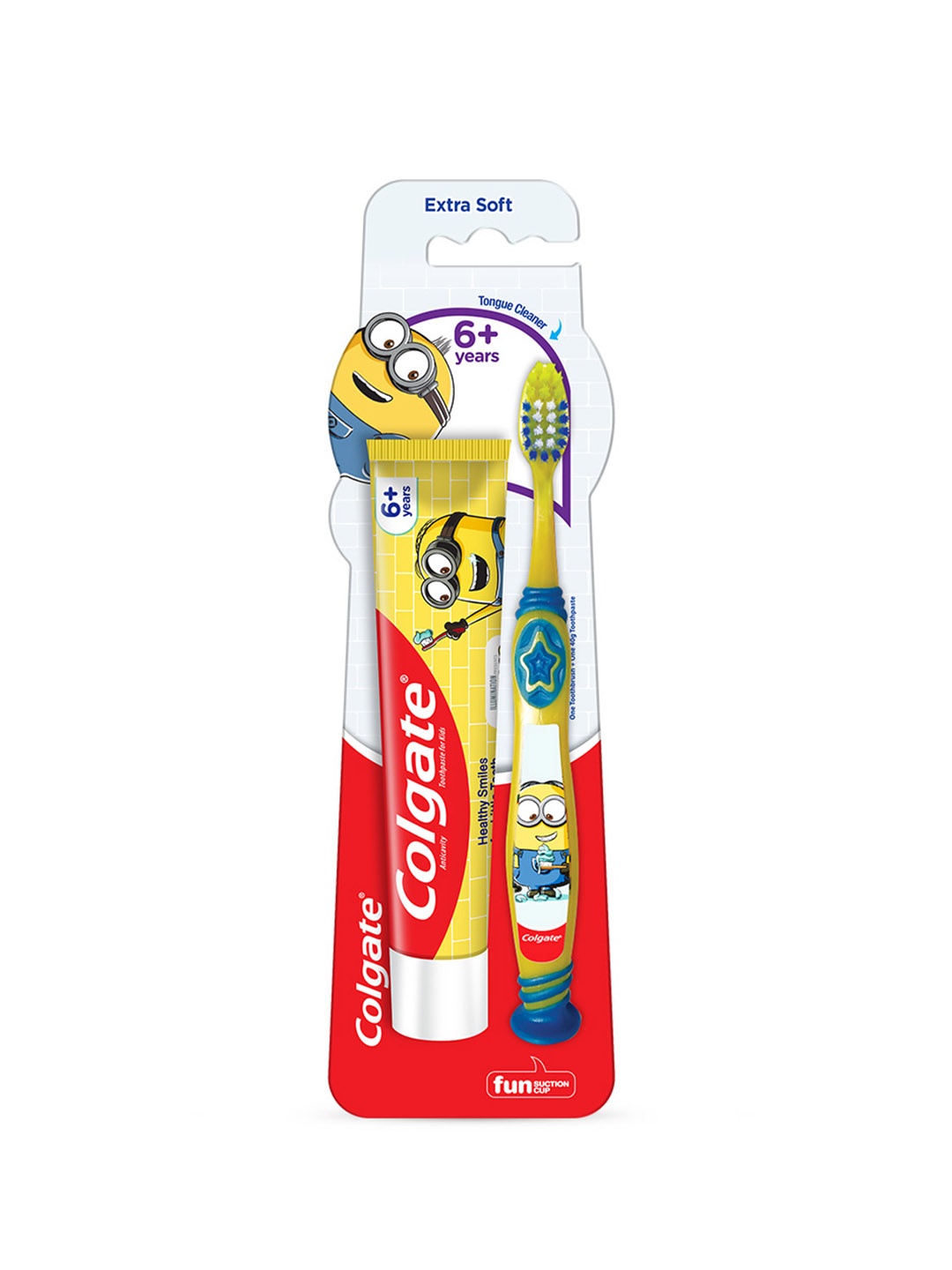 

Colgate Kids Extra Soft Minion Toothbrush with Tongue Cleaner & Toothpaste - 40g, Yellow