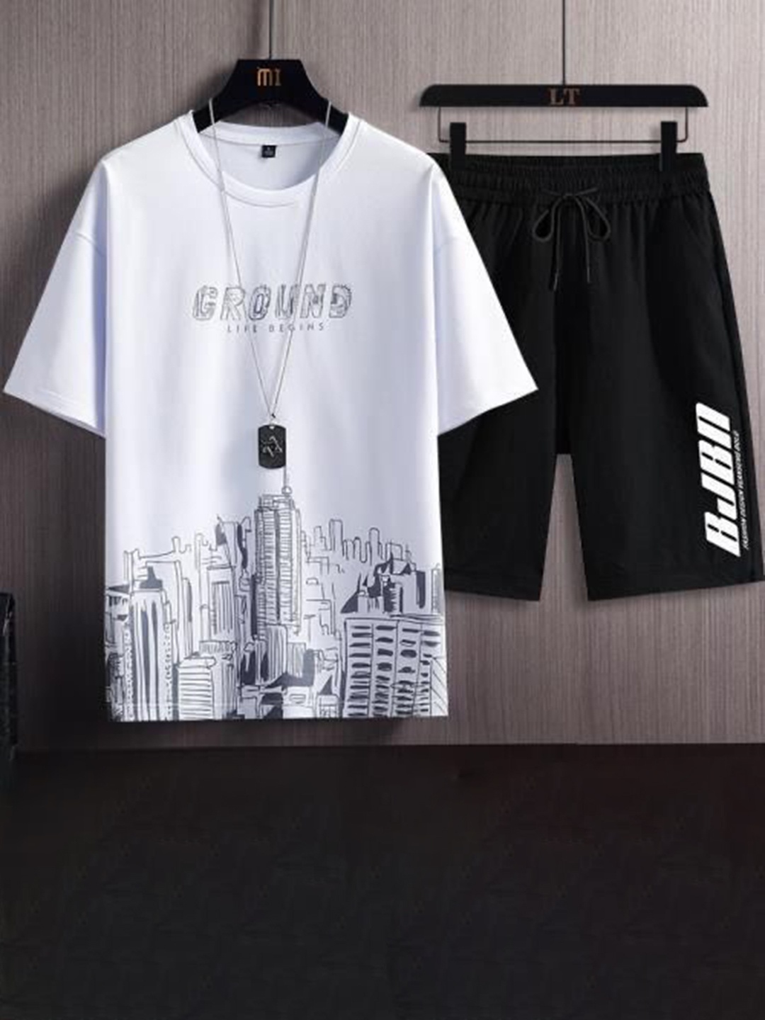 

StyleCast White Typography Printed Round Neck T-shirt with shorts