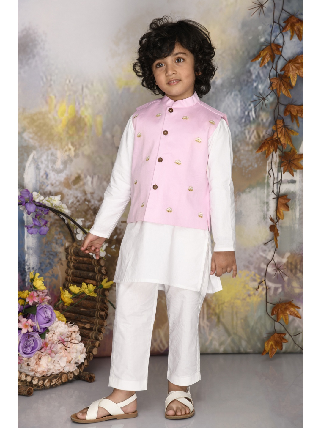 

MUDKID Boys Regular Pure Cotton Kurta with Pyjamas & Pure Cotton, Pink
