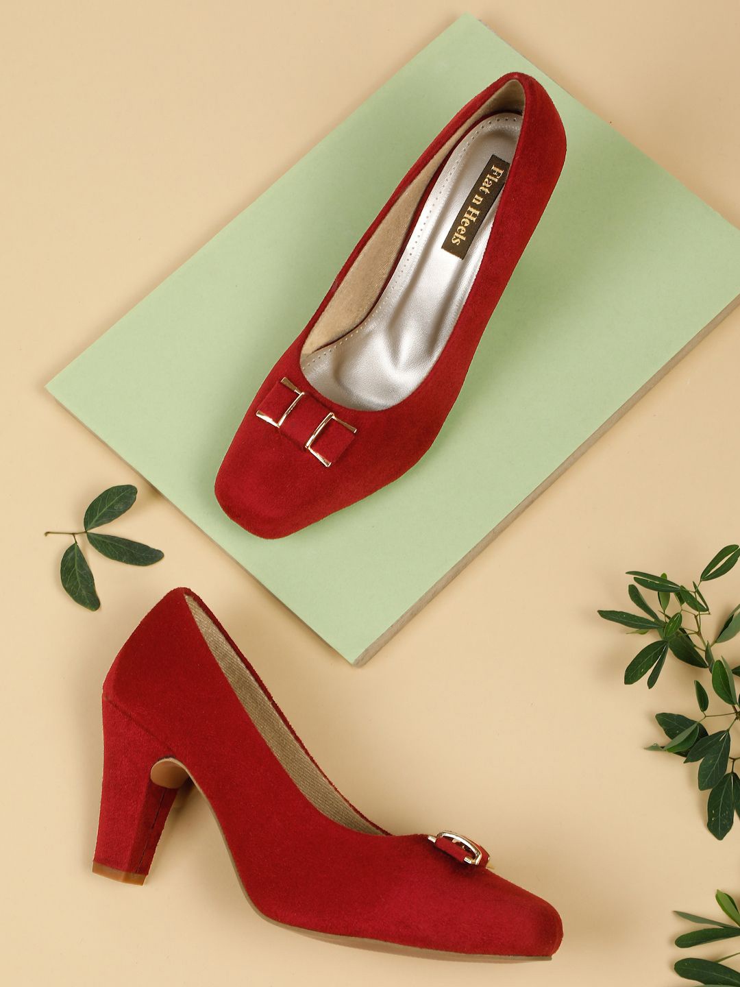 

Flat n Heels Women Solid Block Heel Pumps, Maroon