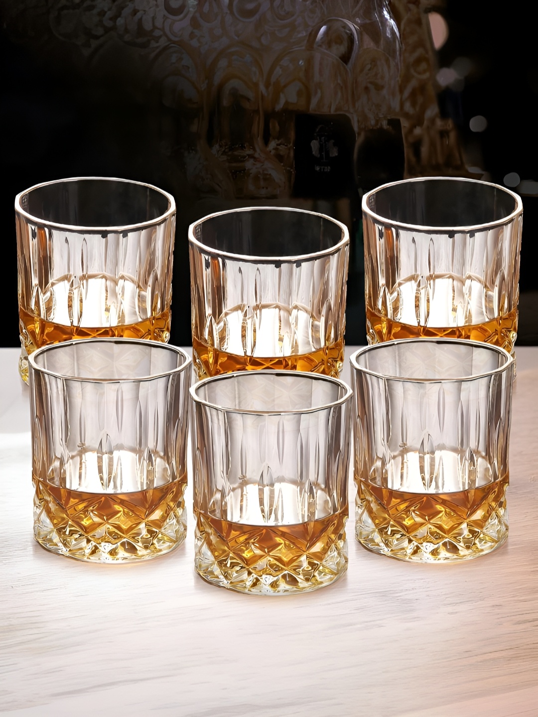 

The Better Home Transparent 6 Pieces Textured Whiskey Glasses 300ml