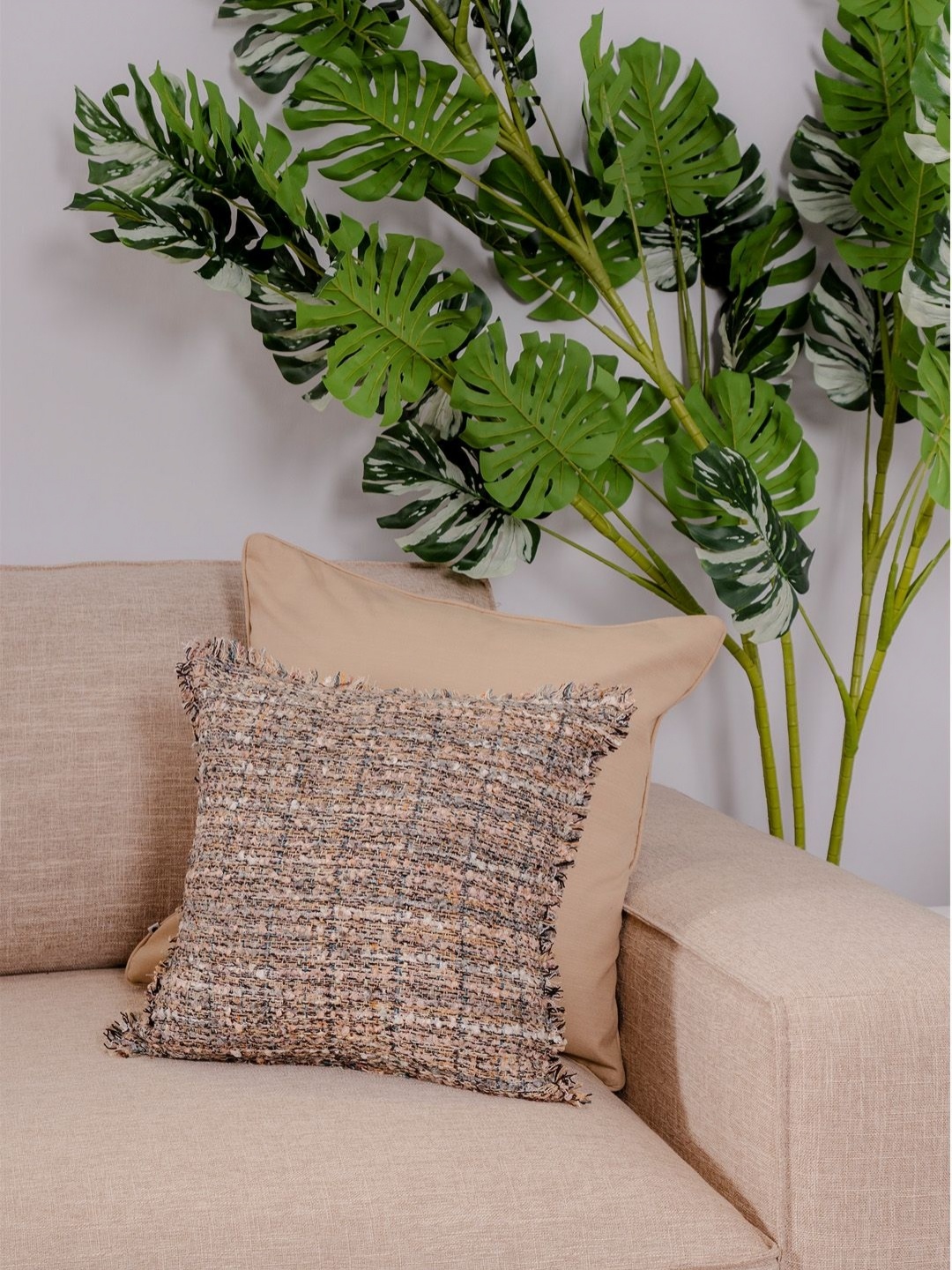 

ONSETHOMES Enlaced Grey Self Design Textured Cushion Cover