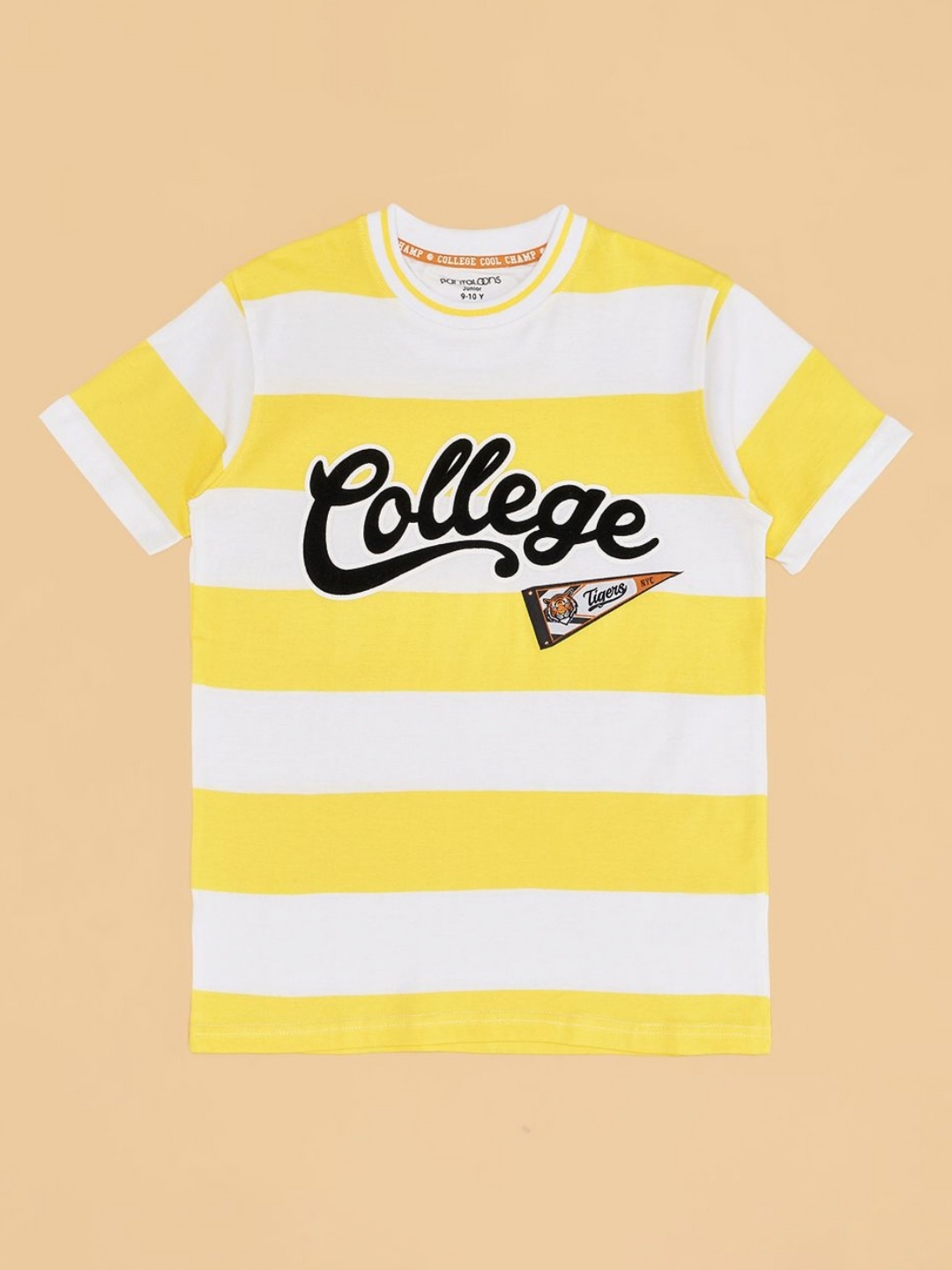 

Pantaloons Junior Boys Striped Round Neck Cotton T-shirt, Yellow