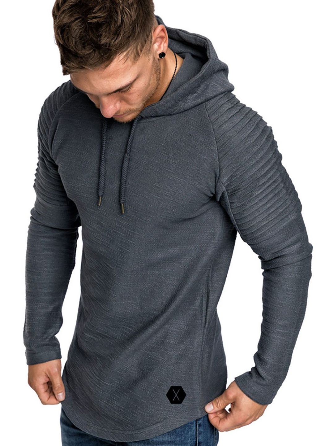 

StyleCast x Revolte Men Solid Hood Cotton Pullover Sweatshirt, Grey