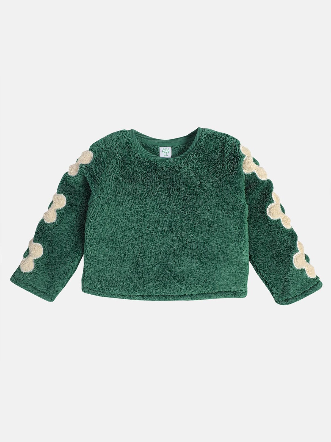 

MINI KLUB Girls Solid Round Neck Cotton Pullover Sweatshirt, Green