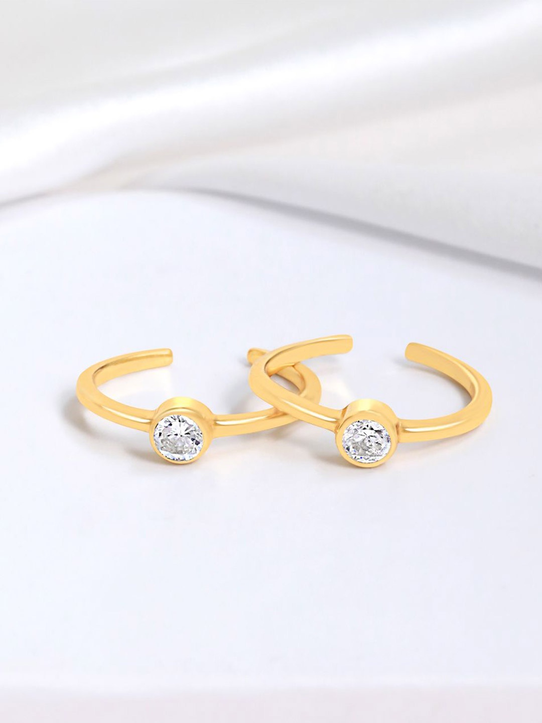 

Zavya 925 Sterling Silver Gold-Plated Cubic Zirconia Stone Studded Toe Rings