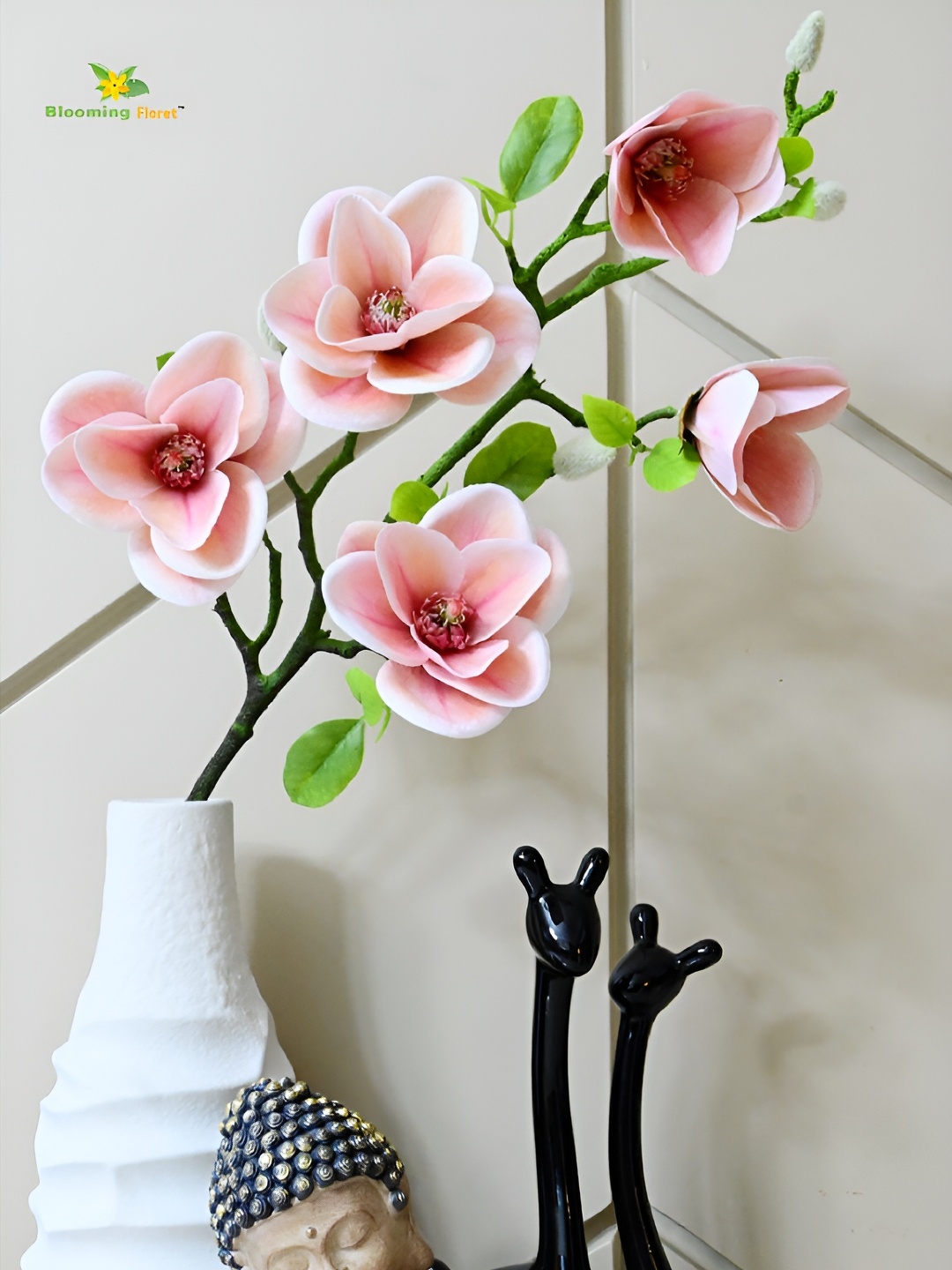 

Blooming Floret Pink & Green Magnolia Artificial Flower