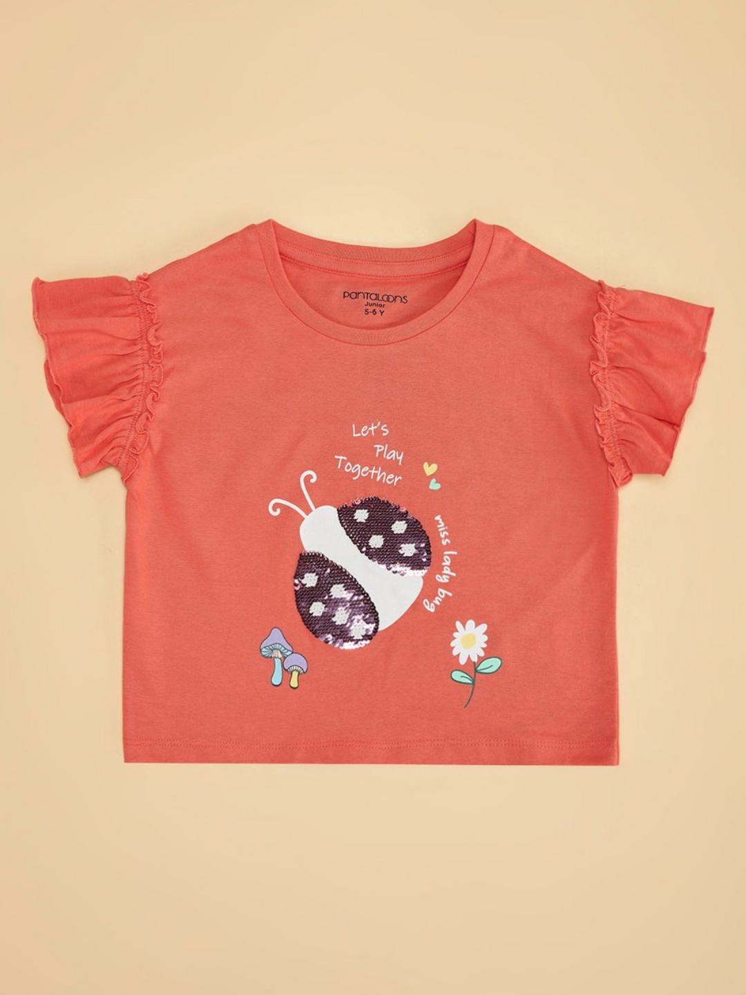 

Pantaloons Junior Girls Graphic Printed Round Neck Cotton Relaxed Fit T-shirt, Pink