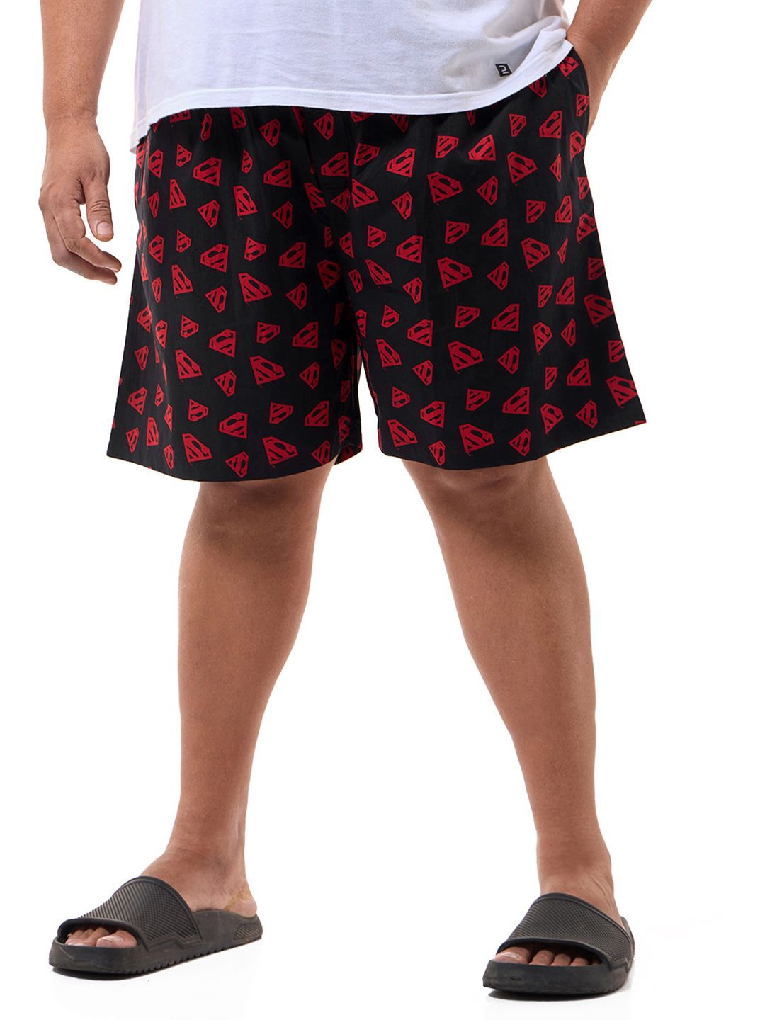 

Official DC Merchandise Men's Black Superman All Over Printed Plus Size Boxers