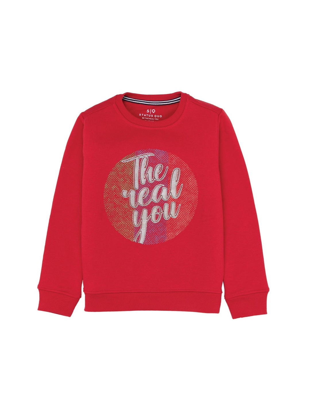 

Status Quo Boys Typography Printed Round Neck Cotton Pullover Sweatshirt, Red