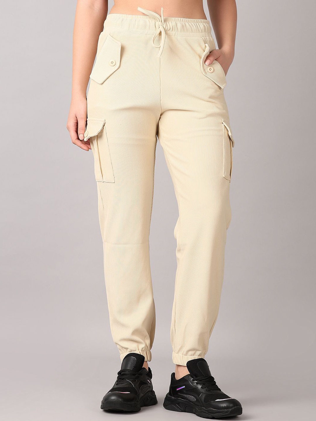 

V-Mart Women Mid-Rise Cargos Trousers, Beige