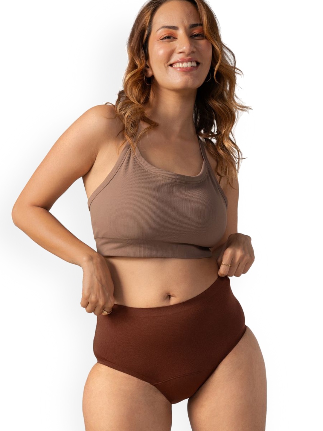 

Mahina Reusable & Leak Proof Period Panty Cappuccino Modal Mid Rise Medium Flow, Coffee brown