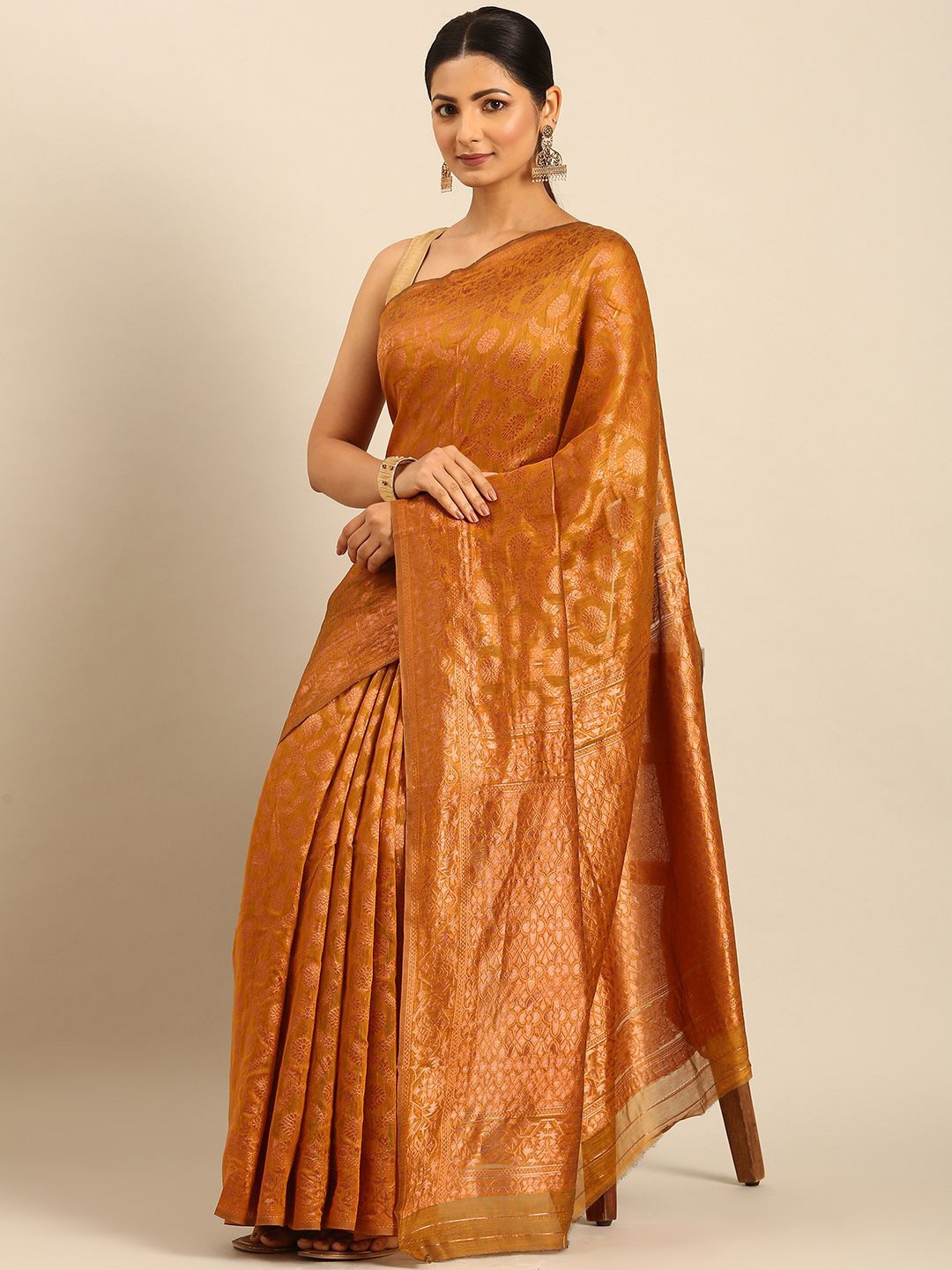 

Ishin Ethnic Motifs Woven Design Zari Saree, Mustard