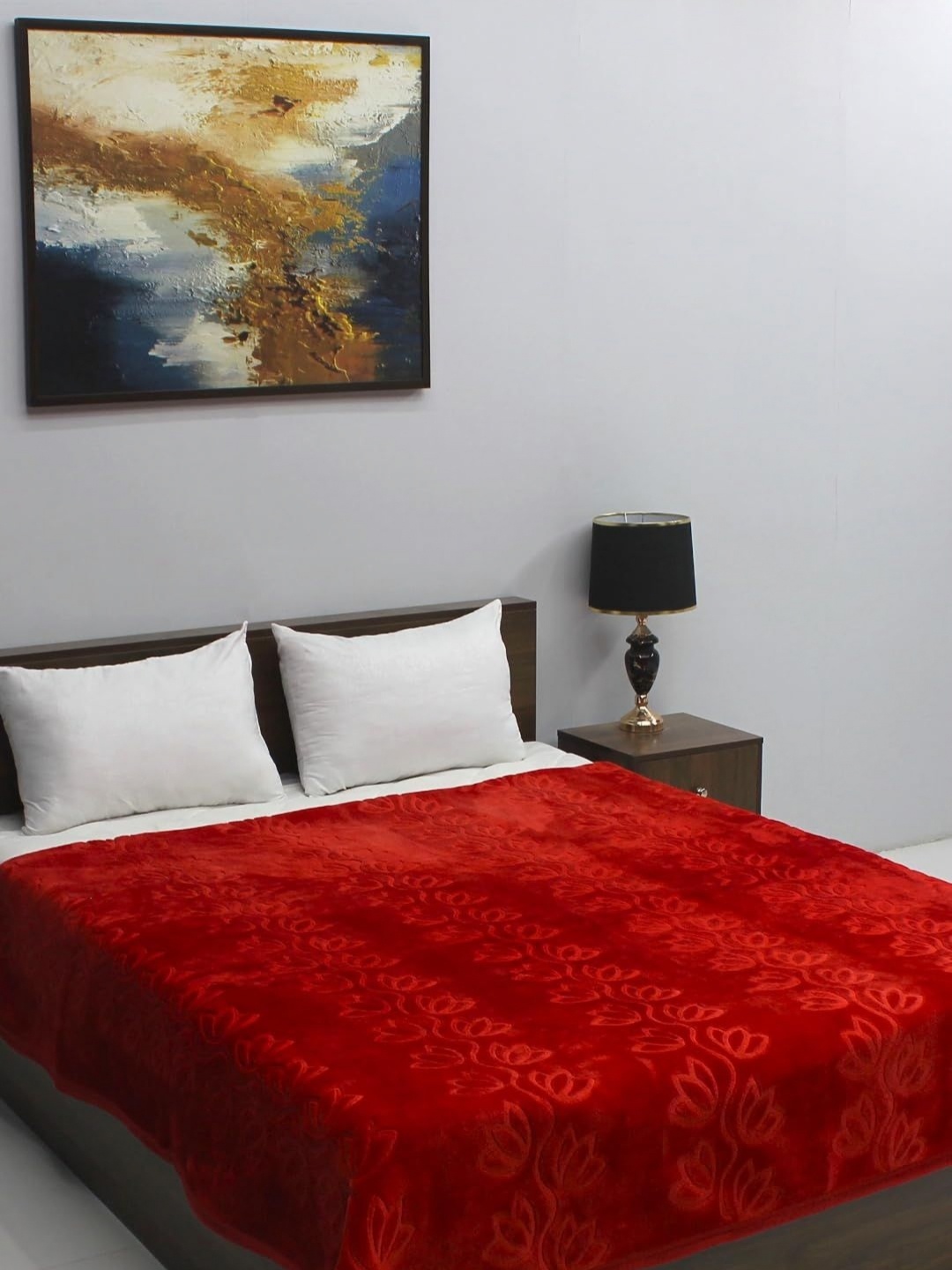 

CHICERY Red Floral Mink Heavy Winter 200 GSM Double Bed Blanket