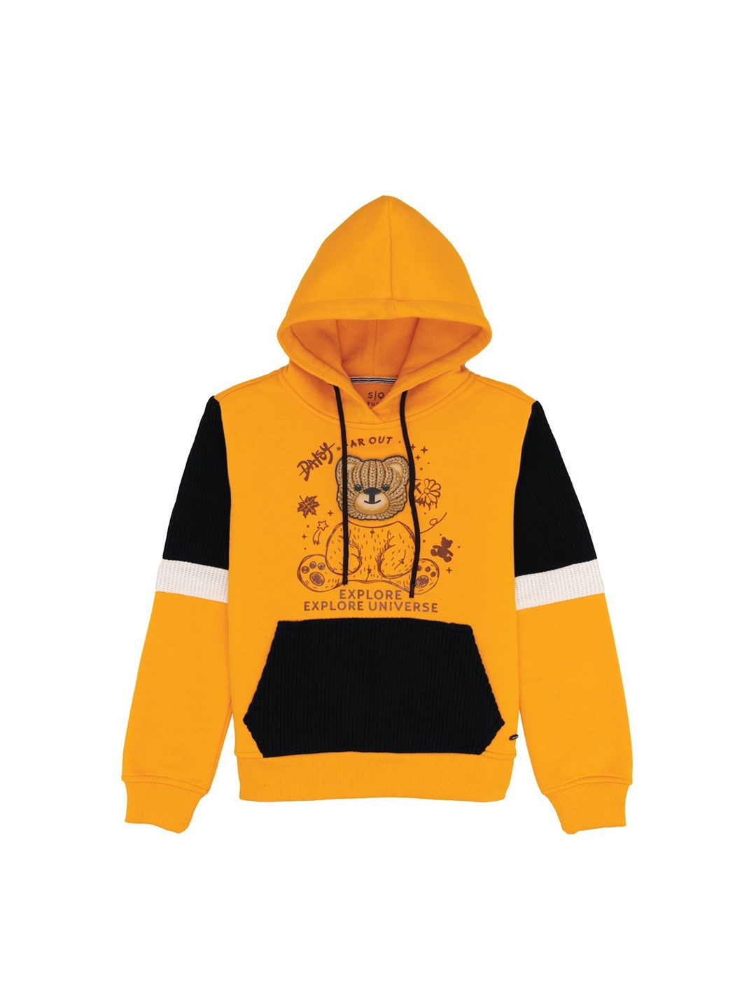 

Status Quo Boys Graphic Printed Hood Cotton Pullover Sweatshirt, Mustard